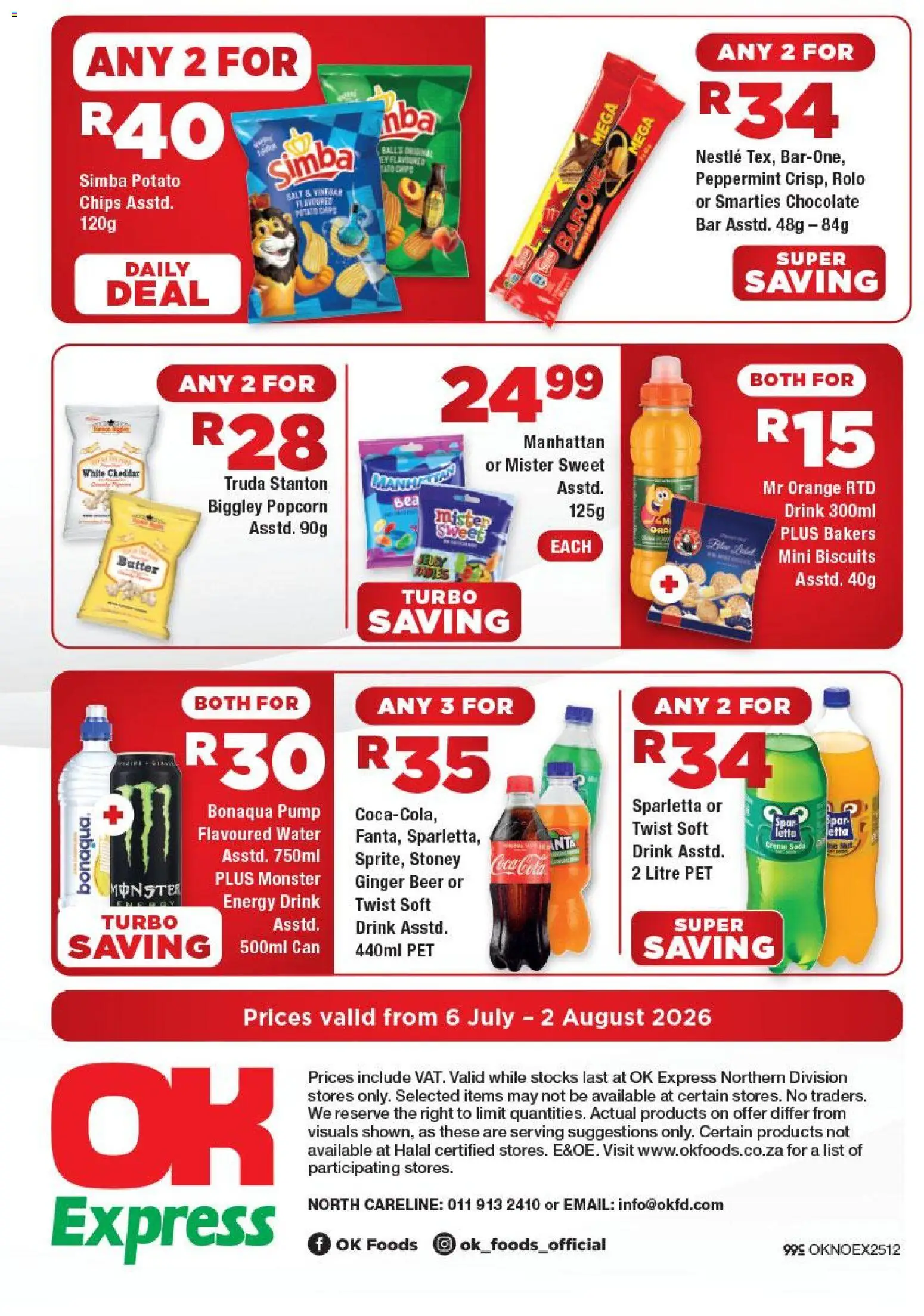 New OK Foods catalogue – valid from 06/07/2026 | Page: 4 | Products: Butter, Beer, Popcorn, Water