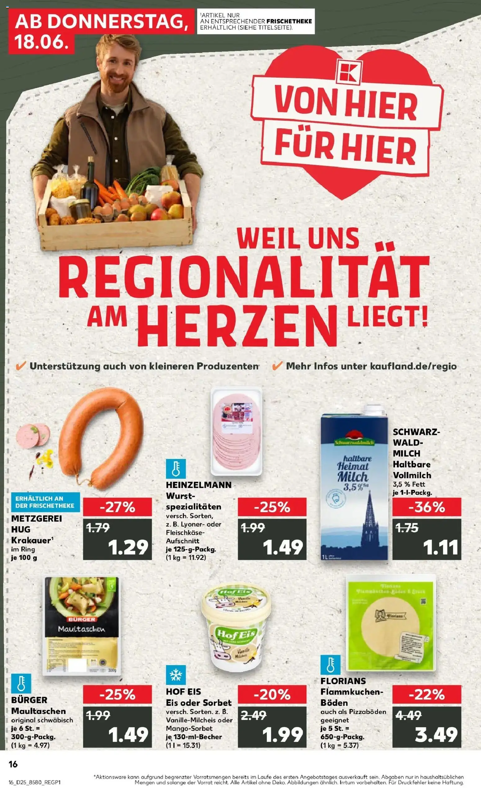Kaufland Prospekt Waldshut-Tiengen – gültig ab 15.06.2026 | Seite: 1 | Produkte: Milch, Haltbare milch, Wurst, Maultaschen