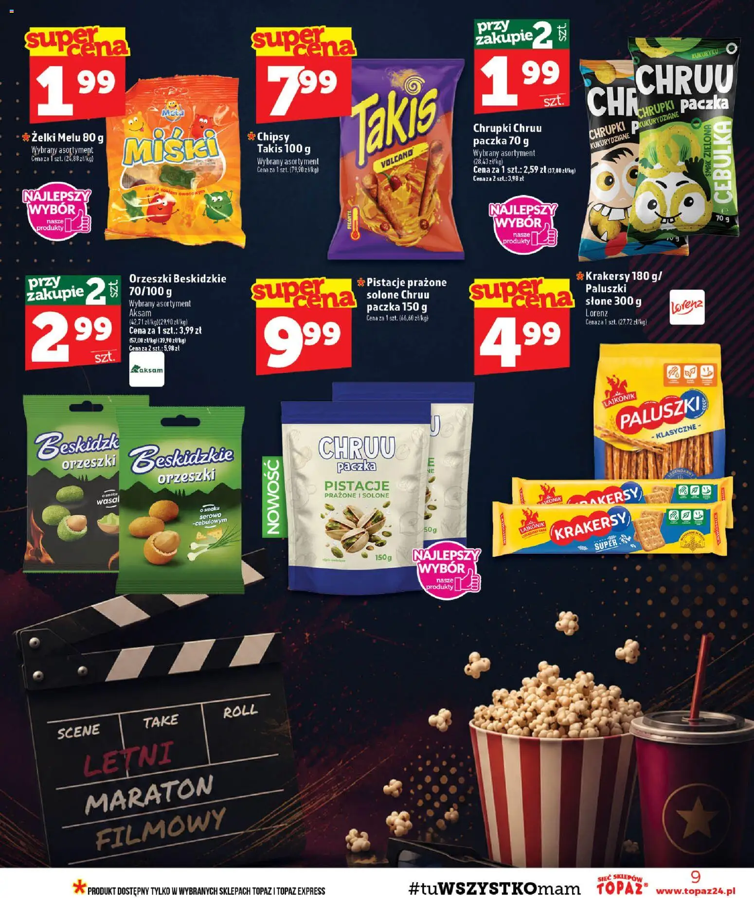 Topaz gazetka - MAZ od 13.08.2026 | Strona: 9 | Produkty: Chipsy, Pistacje, Chrupki, Paluszki