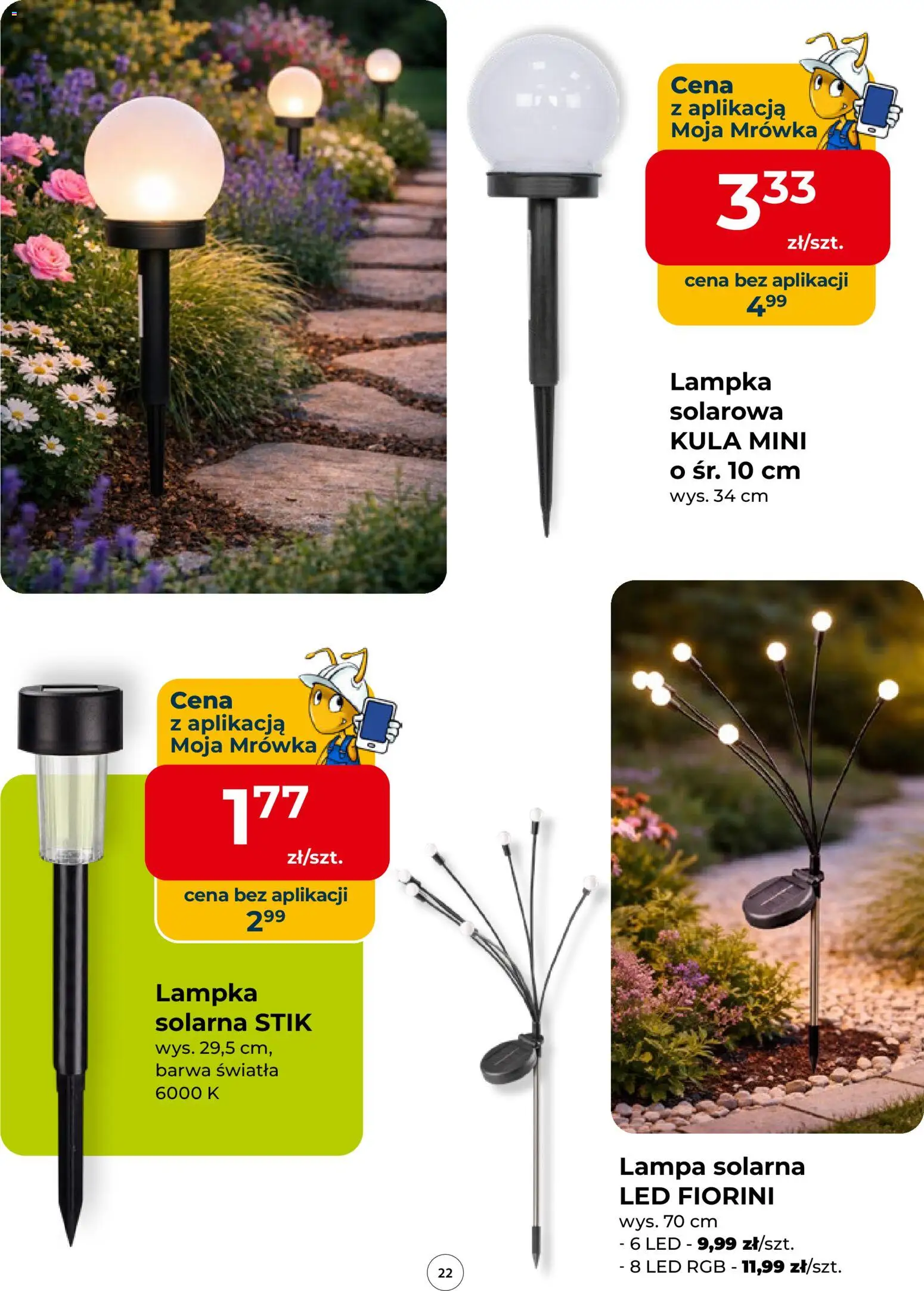 Mrówka gazetka od 09.04.2026 | Strona: 22 | Produkty: Lampa solarna, Lampa