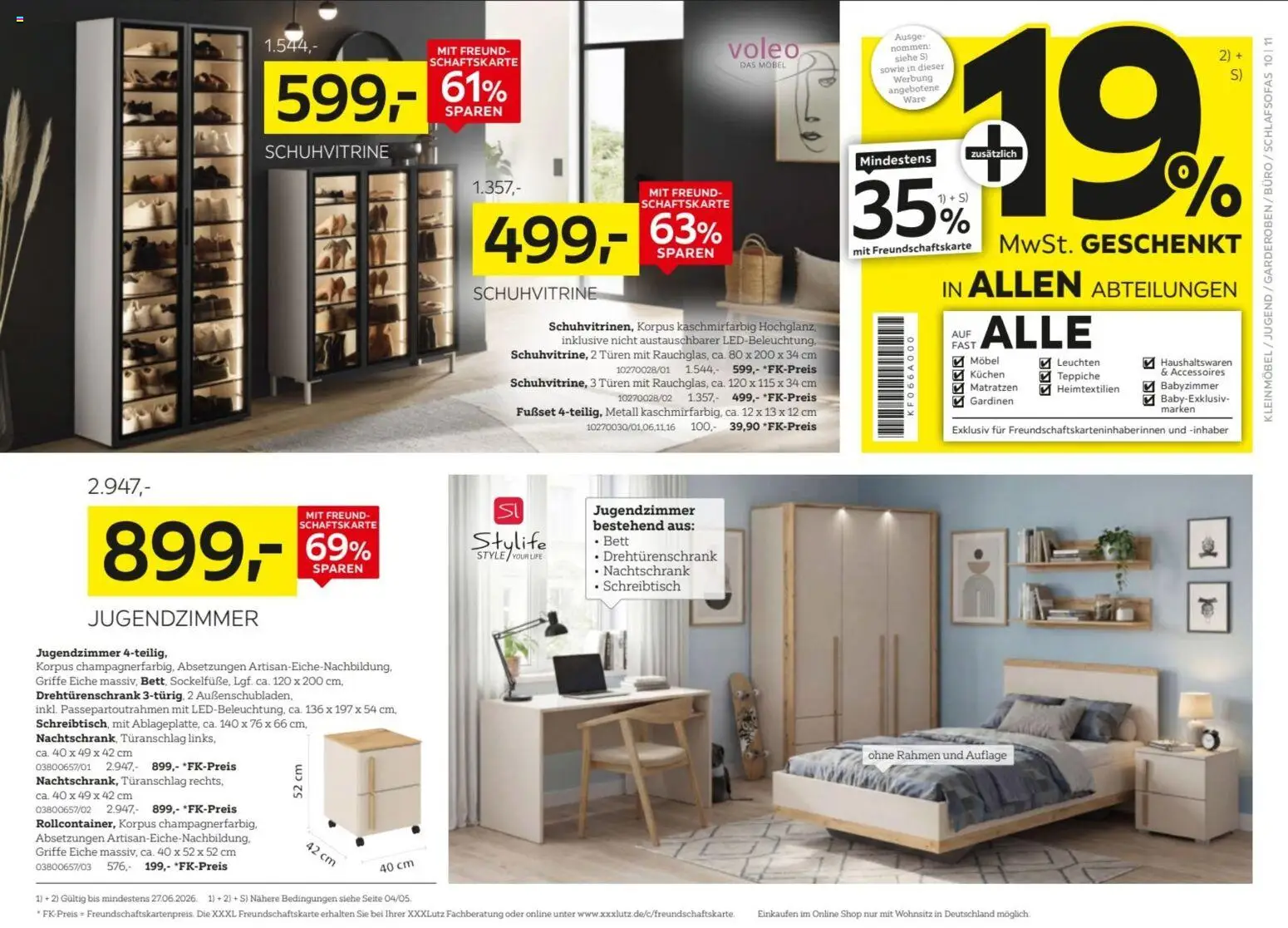 XXXLutz Prospekt – gültig ab 06.06.2026 | Seite: 10 | Produkte: Bett, Drehtürenschrank, Kuchen
