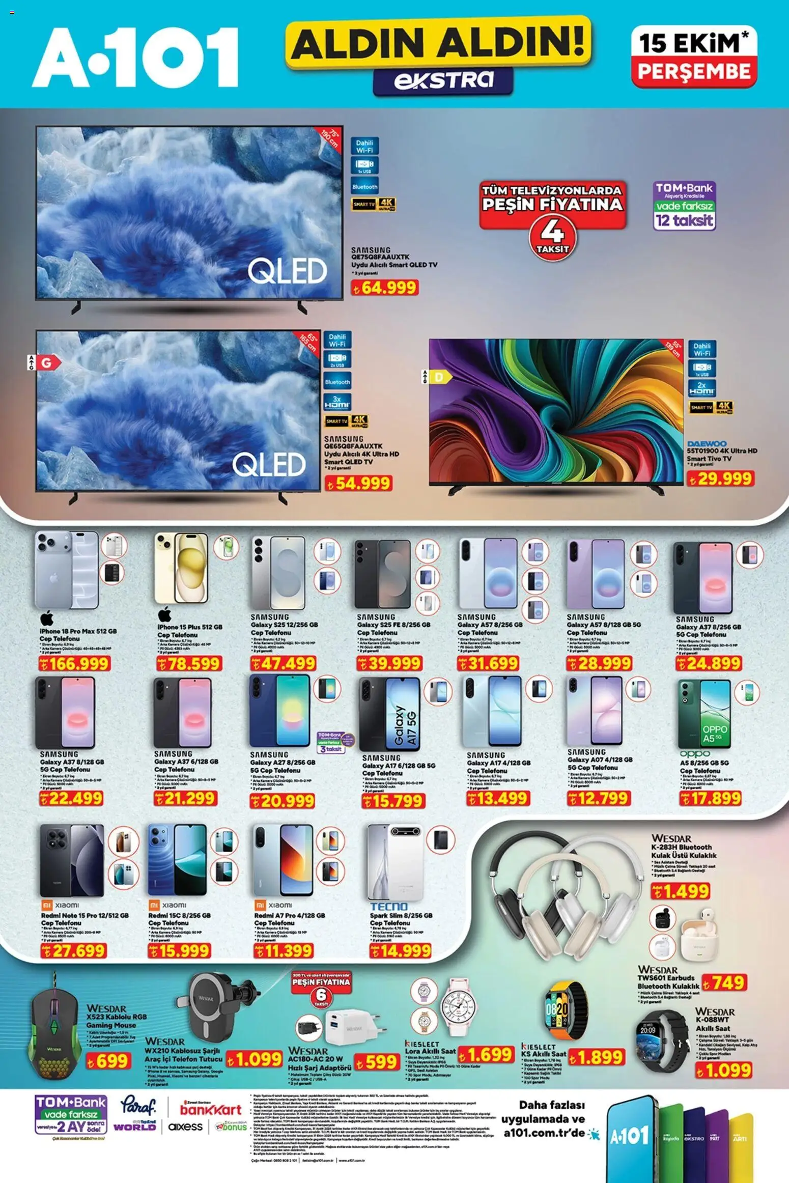 A101 - Katalog Aldın Aldın Ekstra - 15 Ekim 2026 tarihinden itibaren geçerlidir | Sayfa: 2 | Ürünler: Akıllı saat, Iphone, Telefon, USB