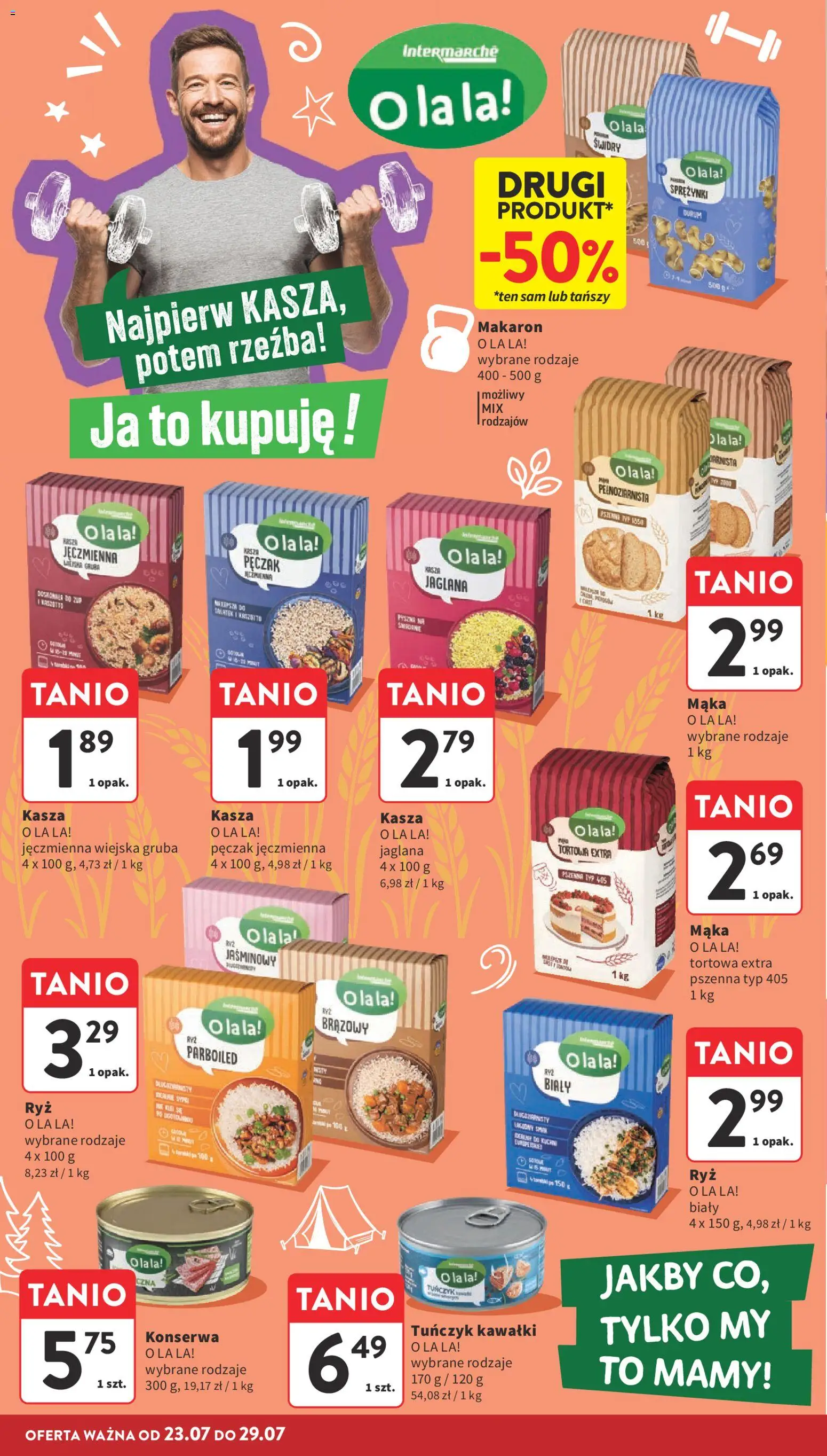 Intermarche gazetka od 23.07.2026 | Strona: 32 | Produkty: Kasza, Tuńczyk, Makaron, Kasza jaglana