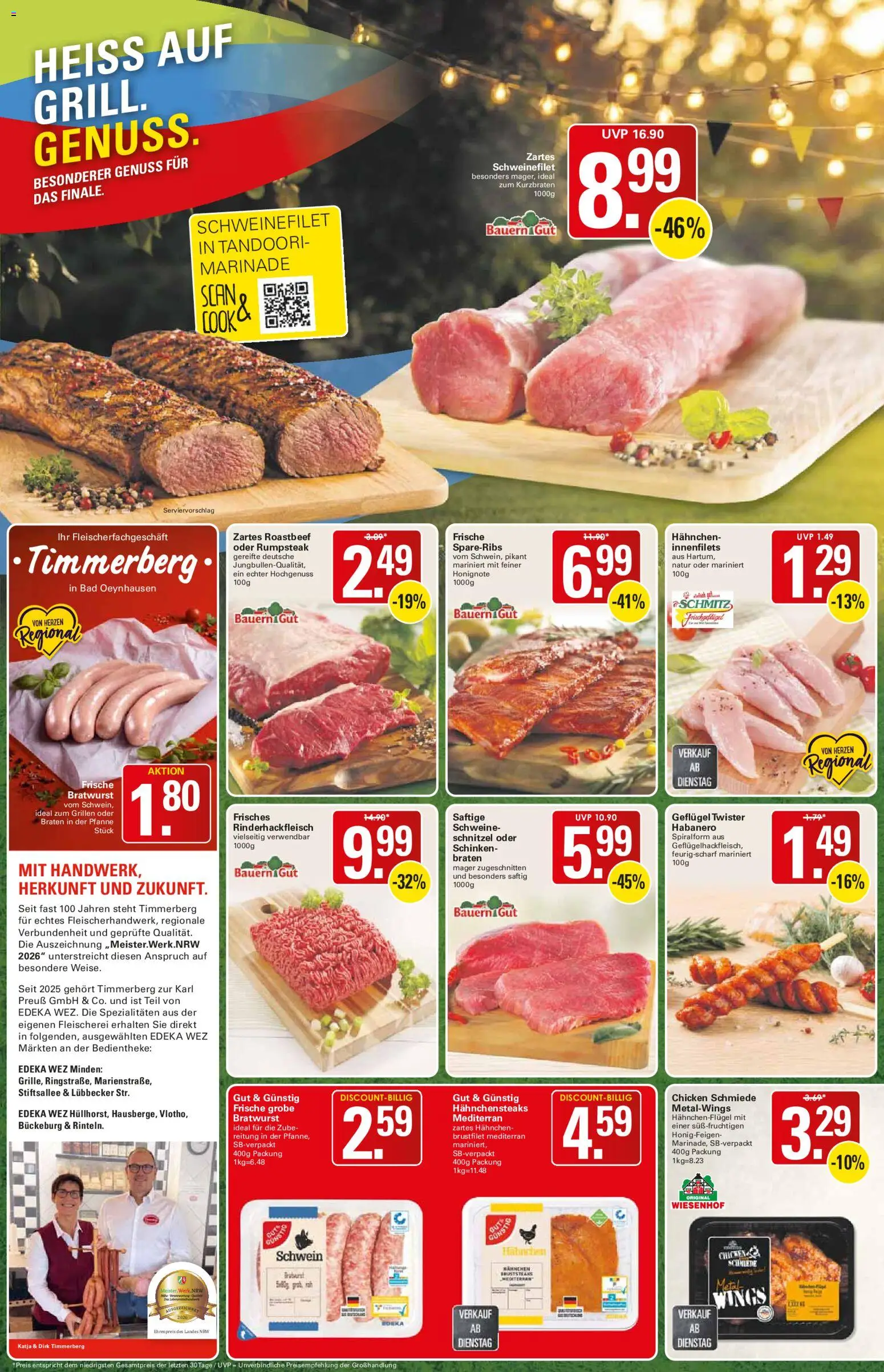 WEZ Prospekt – gültig ab 13.07.2026 | Seite: 4 | Produkte: Hahnchen, Bratwurst, Schnitzel, Roastbeef