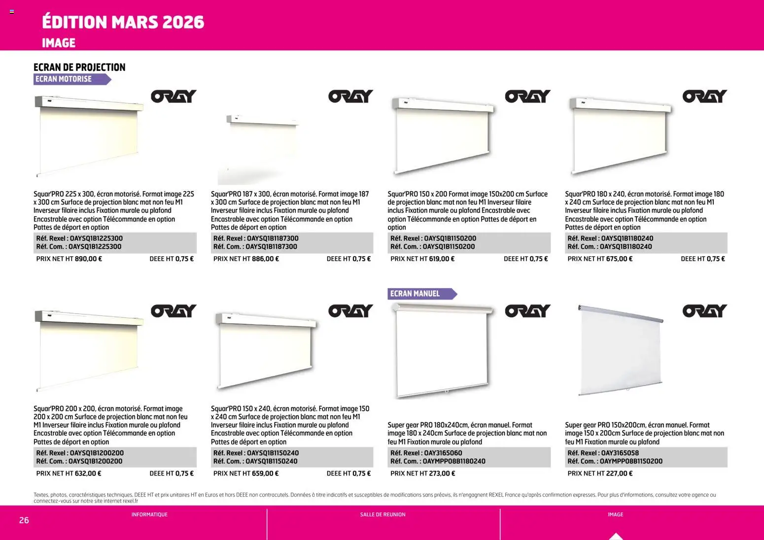 {H1} | Page: 26 | Produits: Télécommande, Écran de projection
