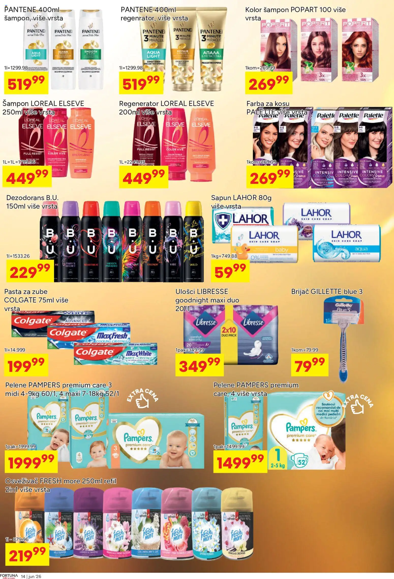 Fortuna Market katalog - važi od 10.06.2026 | Strana: 14 | Proizvode: Colgate, Pantene, Sapun, Pasta za zube