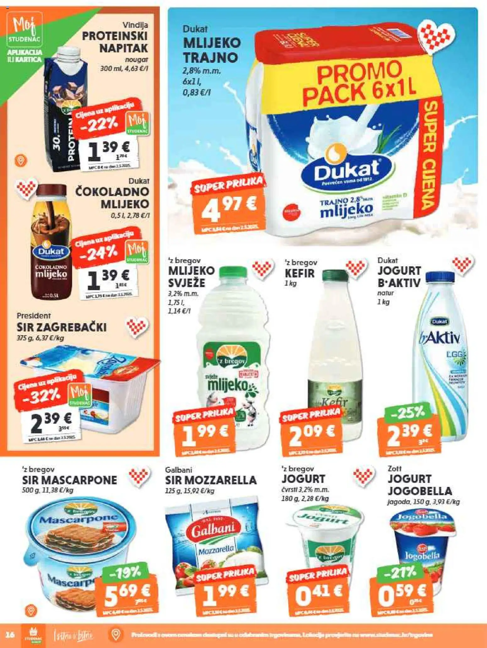 Studenac katalog | vrijedi od 17.06.2026 | Stranica: 16 | Proizvodi: Mascarpone, Mlijeko, Sir, Kefir