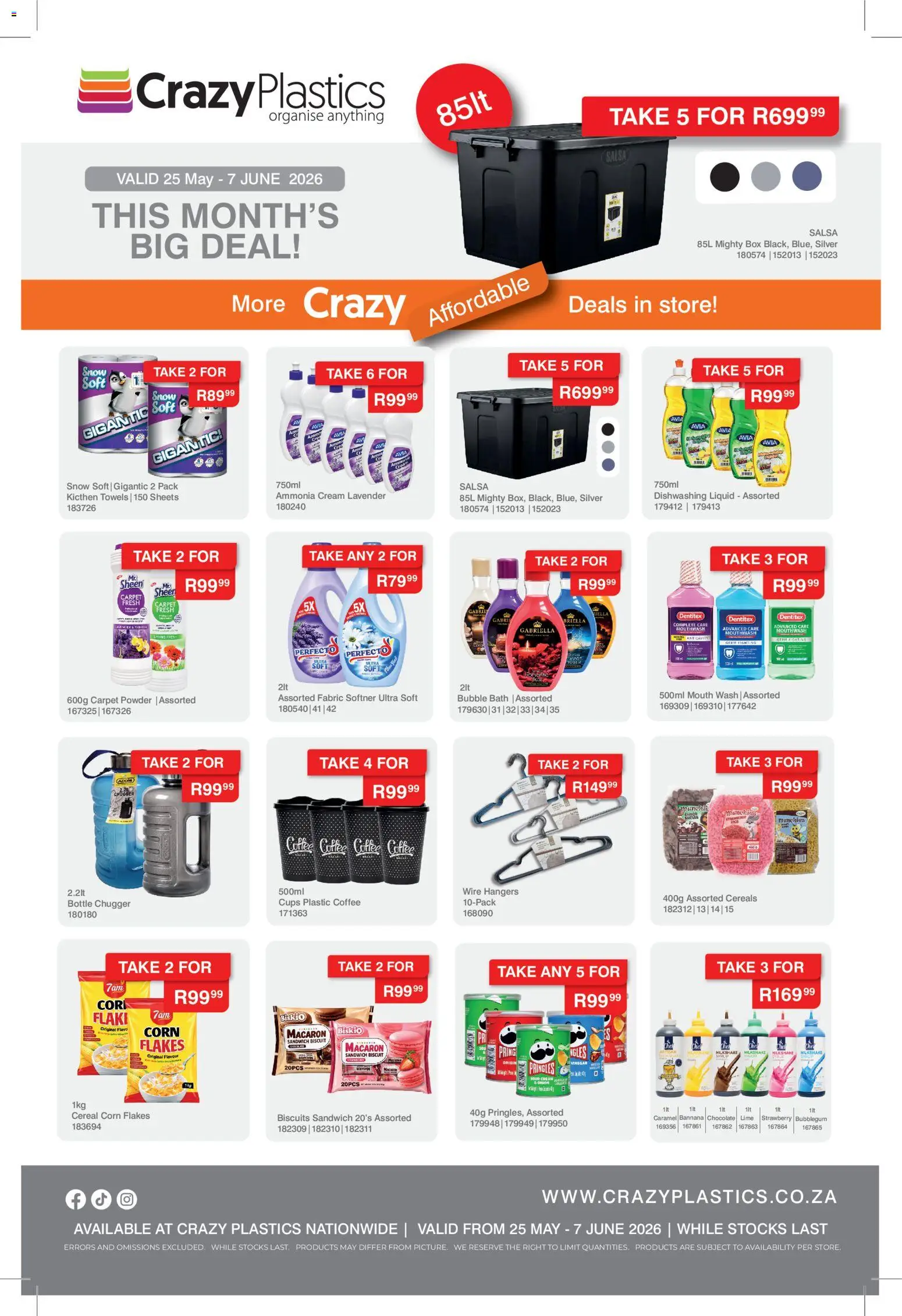 New Crazy Plastics catalogue – valid from 25.05.2026 | Page: 1 | Products: Biscuits, Coffee, Cream, Mouth wash