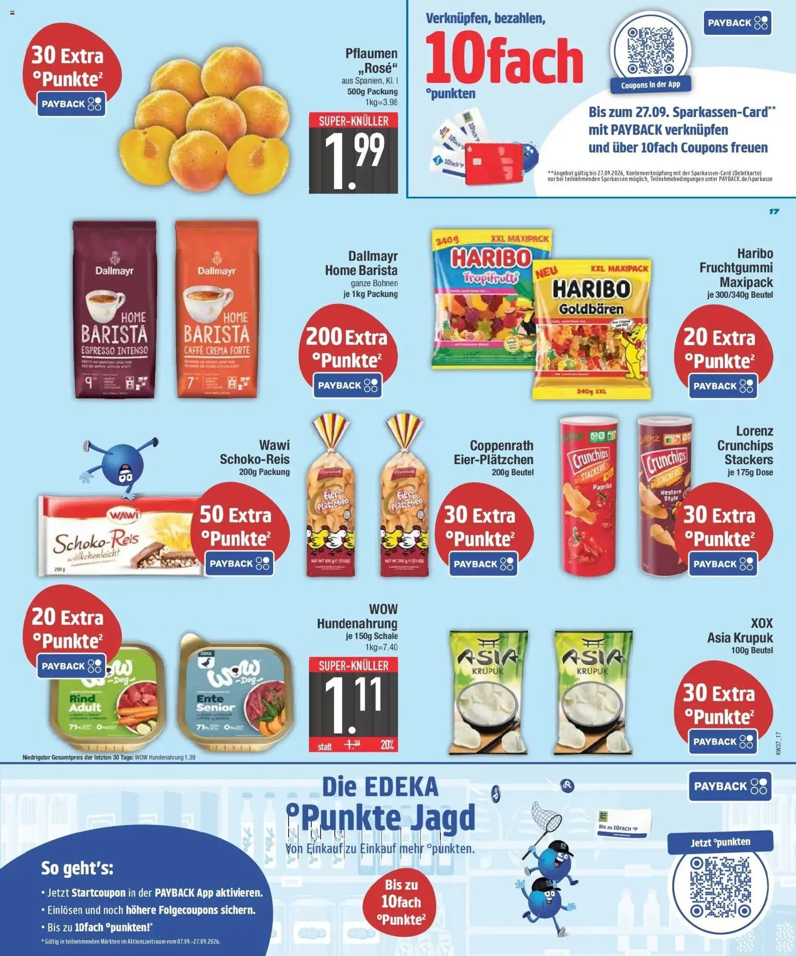 E center Prospekt München (ab 07.09.2026) zum Blättern | Seite: 17 | Produkte: Pflaumen, Haribo, Paprika, Ente