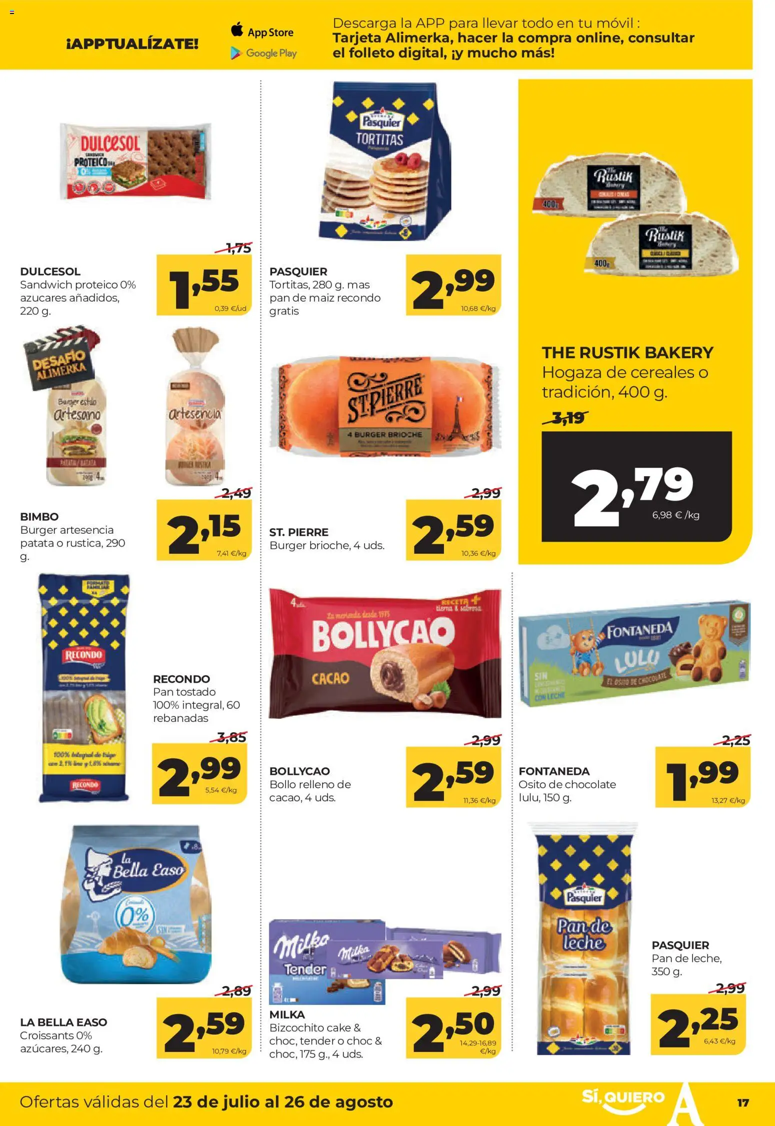 Alimerka folleto Castilla y León │ válido desde el 23/07/2026 | Página: 17 | Productos: Chocolate, Cereales, Pan de leche, Φρυγανιές σικάλεως