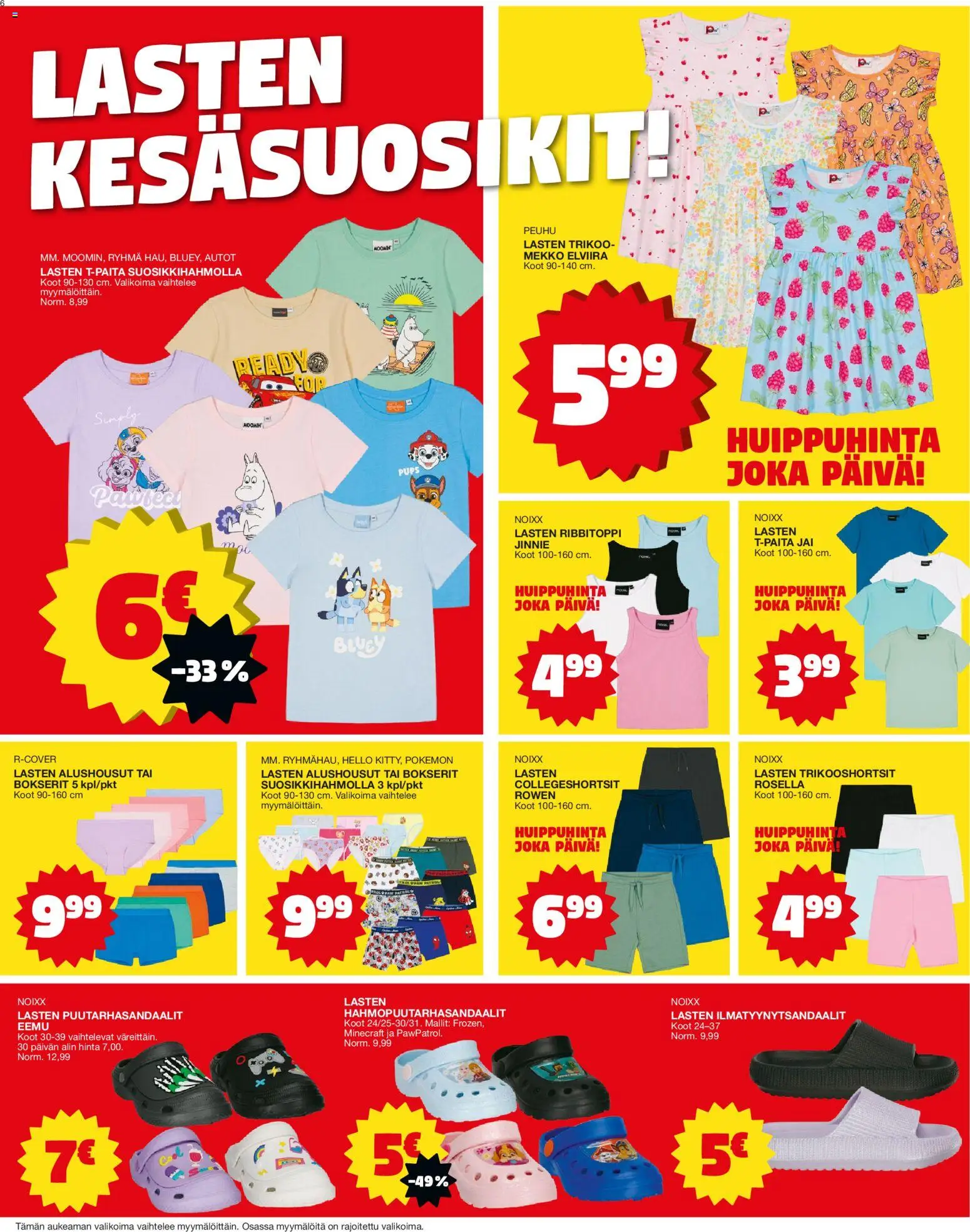 Tokmanni tarjoukset – voimassa 01.06.2026 alkaen | Sivu: 6 | Tuotteet: T-paita, Alushousut, Bokserit, Mekko