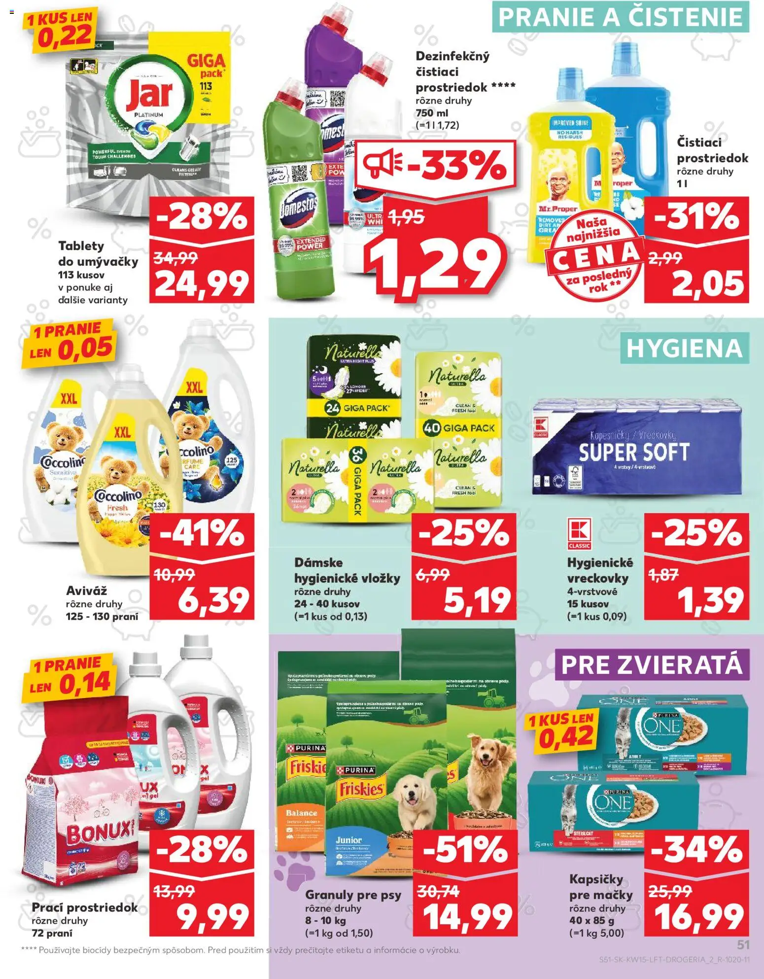 Nové Kaufland akcie – leták je platný od 09.04.2026 | Strana: 51 | Produkty: Tablety do umývačky, Vreckovky, Kapsičky, Jar