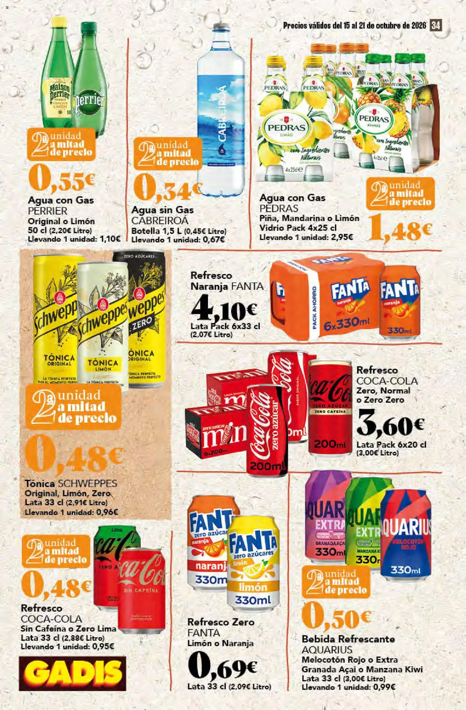Gadis - folleto │ válido desde el 15/10/2026 | Página: 34 | Productos: Lima, Limón, Agua con gas, Granada