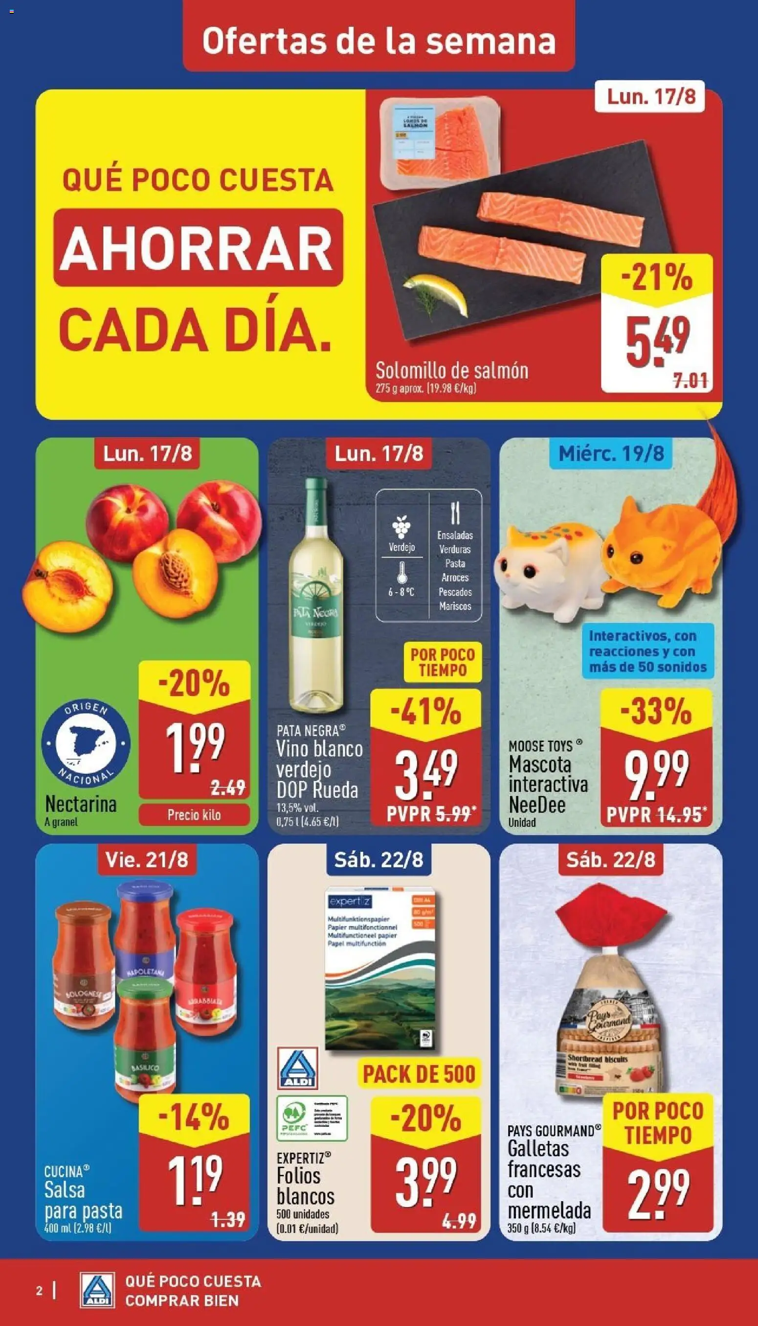 Aldi folleto Península │ válido desde el 17/08/2026 | Página: 2 | Productos: Vino, Pasta, Mariscos, Vino blanco