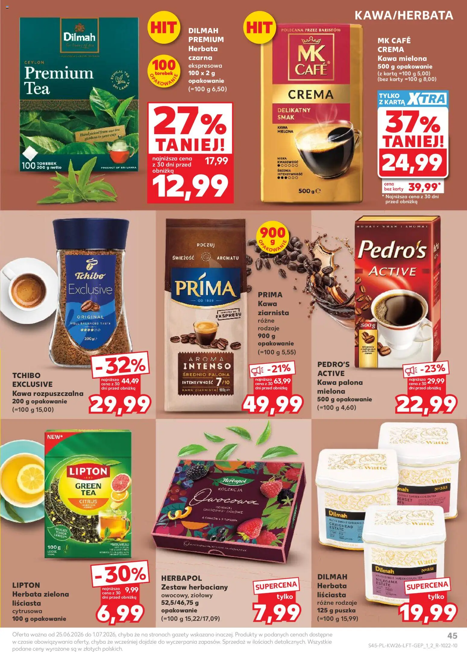 Kaufland gazetka od 25.06.2026 | Strona: 45 | Produkty: Karta, Grill, Kawa ziarnista, Herbata