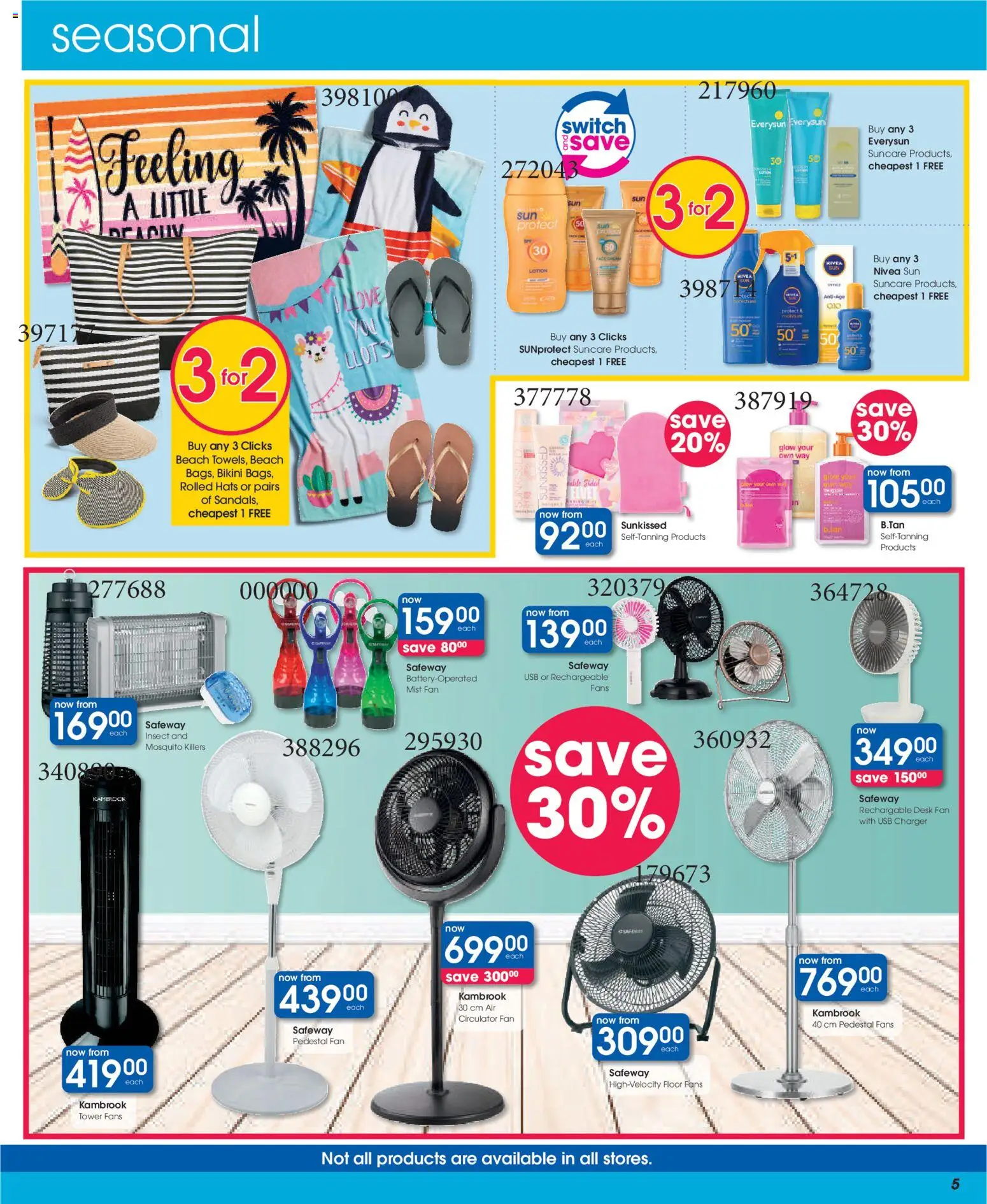 New Clicks catalogue – valid from 11.03.2026 | Page: 5 | Products: Desk, Fan, Switch, Lotion