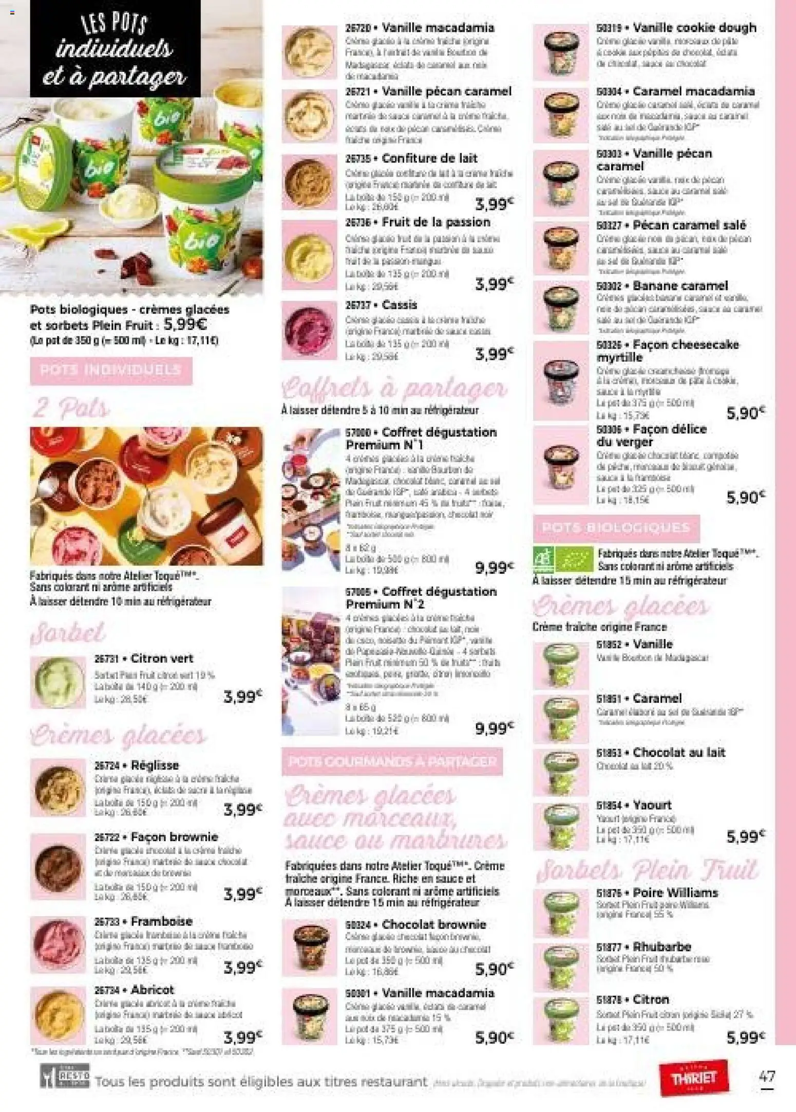 {H1} | Page: 47 | Produits: Cheesecake, Réfrigérateur, Vanille, Coffret dégustation