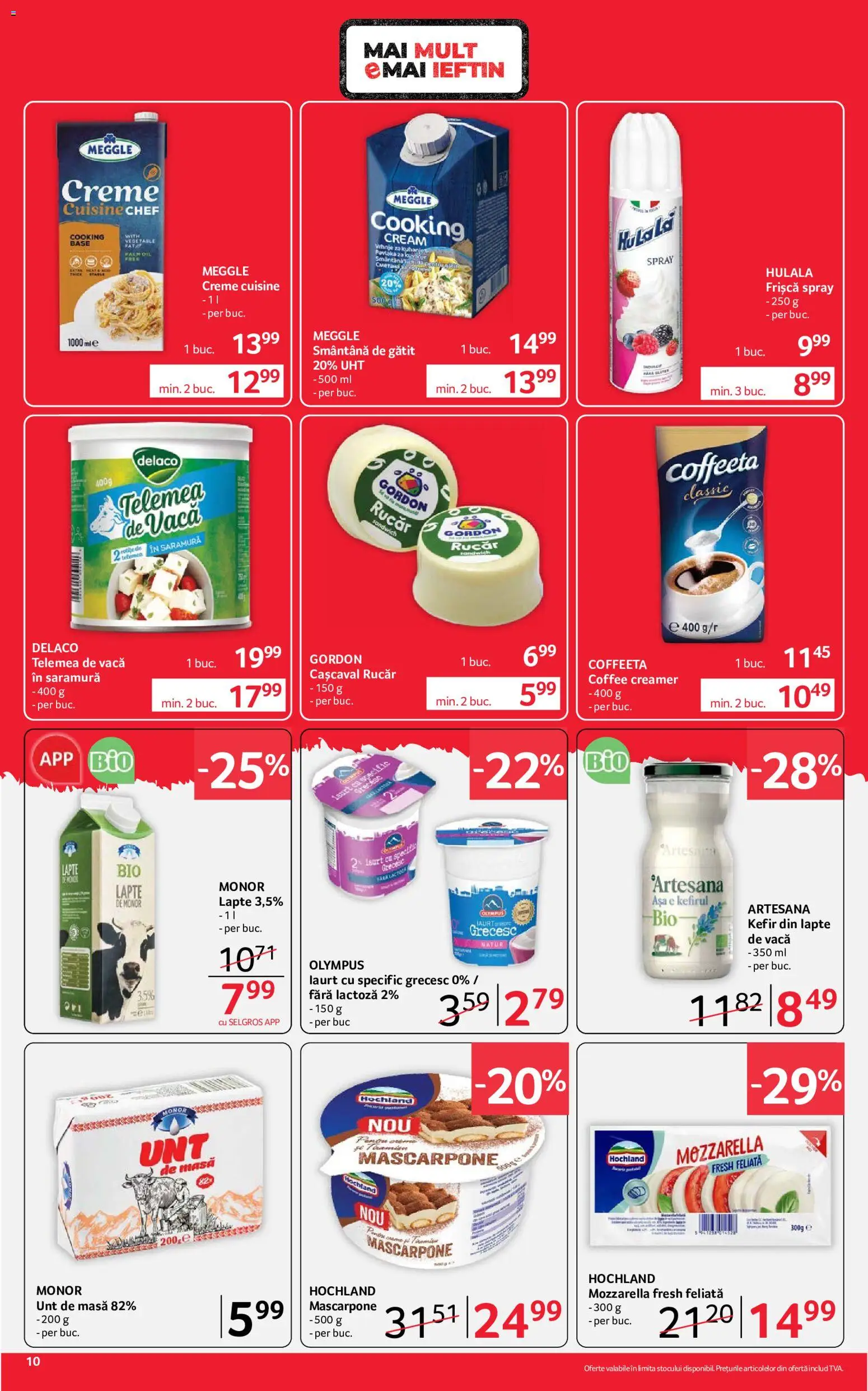 Noul catalog Selgros – valabil de la 21.08.2026 | Pagină: 10 | Produse: Delaco, Masă, Mozzarella, Lapte