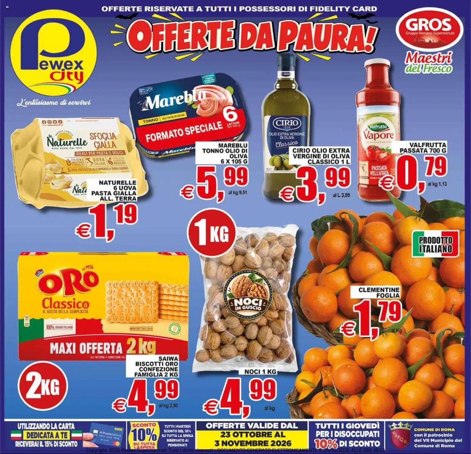 Volantino Pewex del 23/10/2026 | Pagina: 1 | Prodotti: Tè, Noci, Tonno, Dolci
