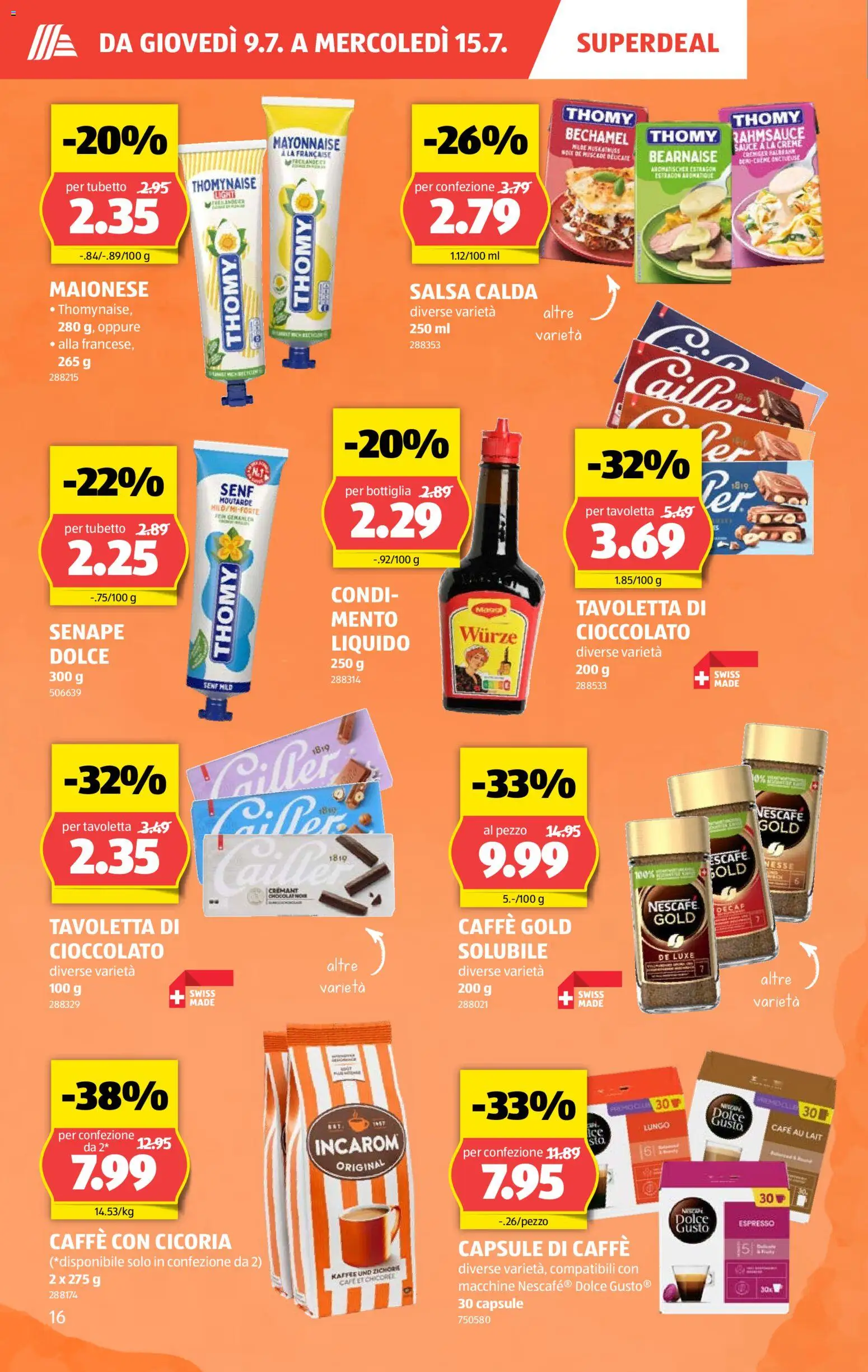 Aldi aktionen IT – gültig ab 09.07.2026 | Seite: 16 | Produkte: Kaffee, Mayonnaise, Creme