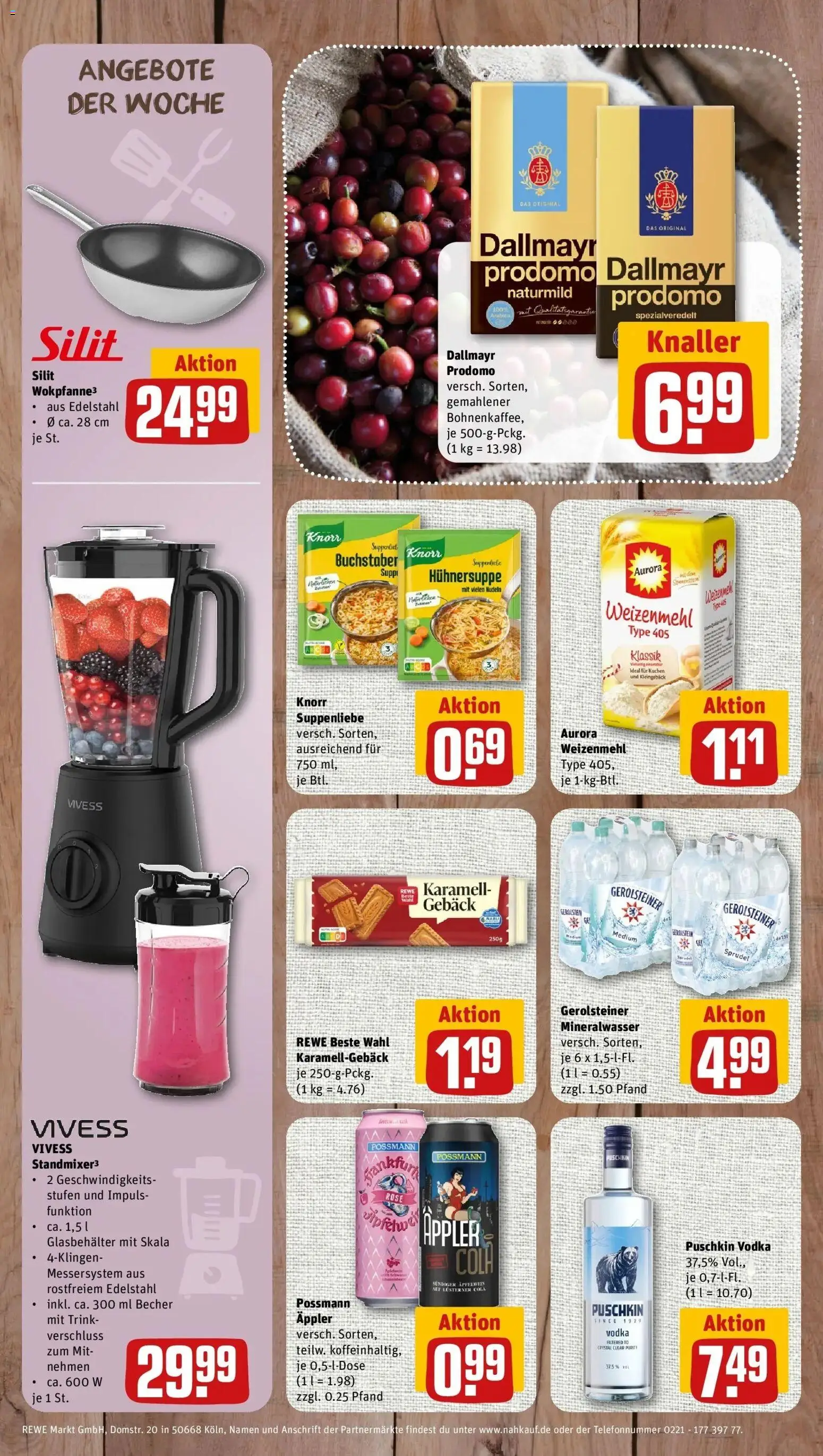 REWE Prospekt ab 28.09.2026 zum Blättern » Angebote | Seite: 8 | Produkte: Mineralwasser, Nudeln, Dallmayr prodomo, Gerolsteiner