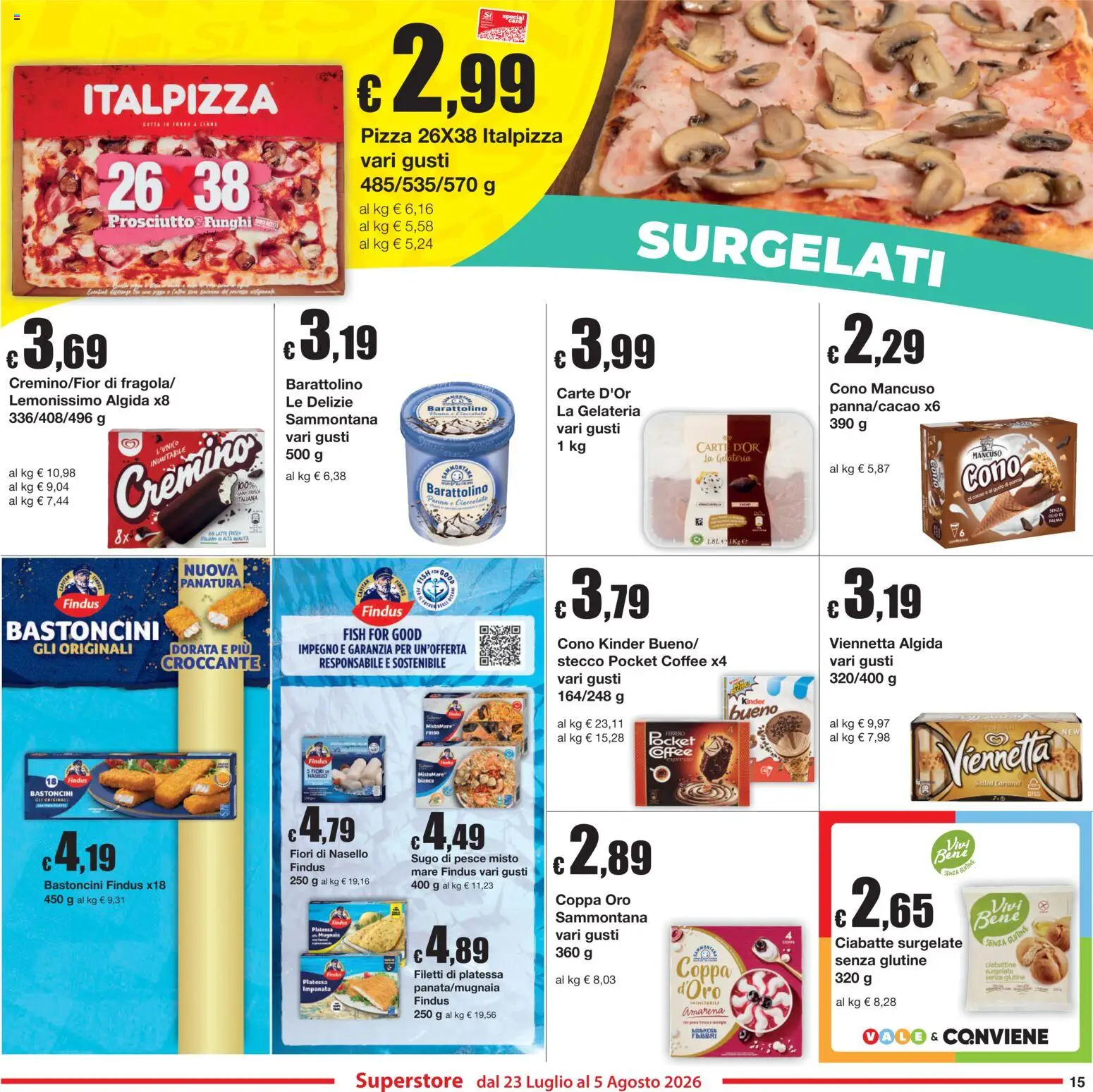 Volantino Sì con Te del 23/07/2026 | Pagina: 15 | Prodotti: Pizza, Pesce, Ciabatte, Sugo