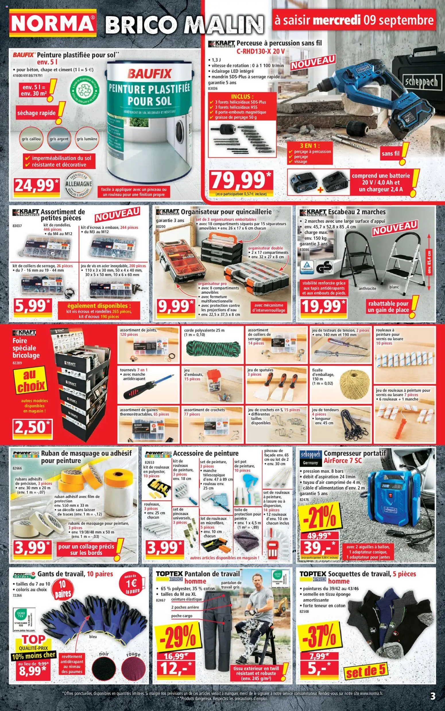 {H1} | Page: 3 | Produits: Ceinture, Pinceaux, Rouleau, Pantalon de travail