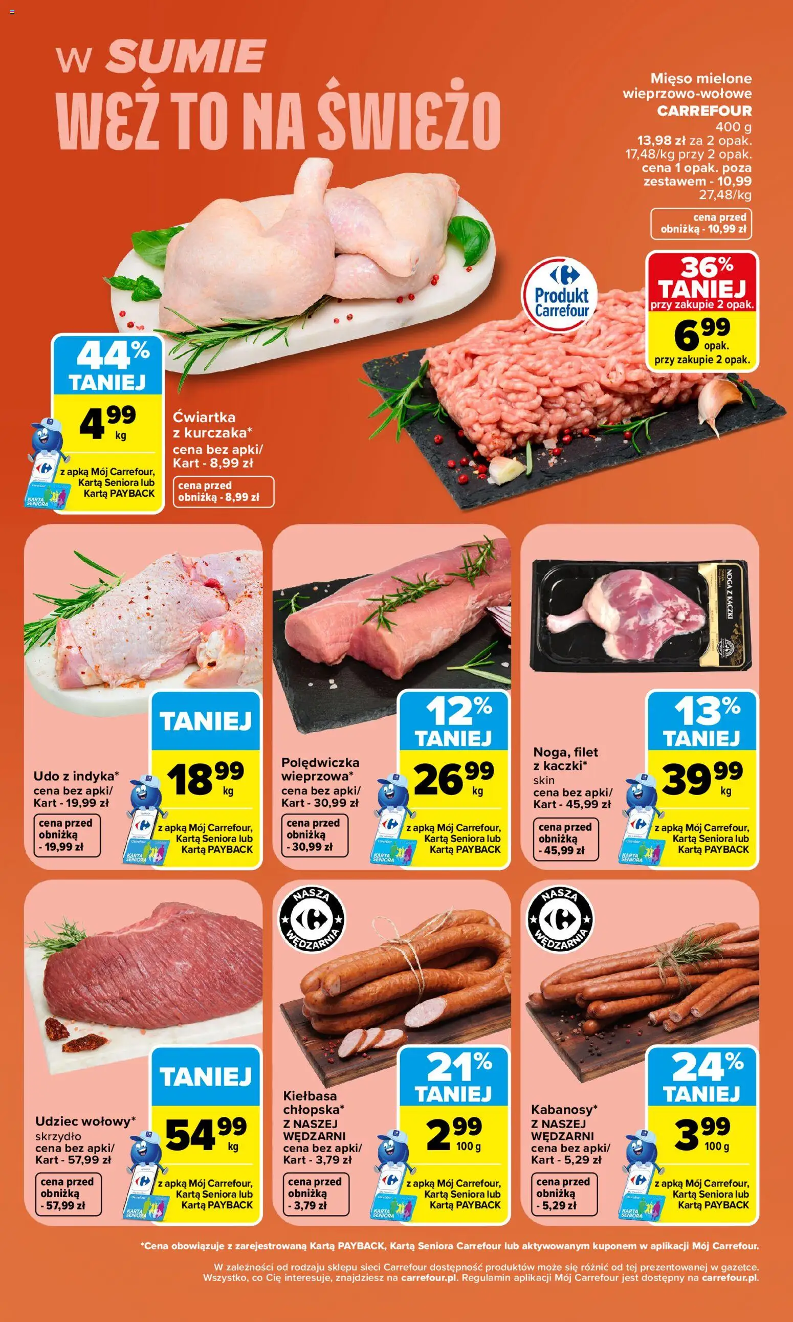 Carrefour gazetka - Weź to na świeżo od 27.07.2026 | Strona: 2 | Produkty: Kiełbasa, Karta, Mięso, Noga z kaczki