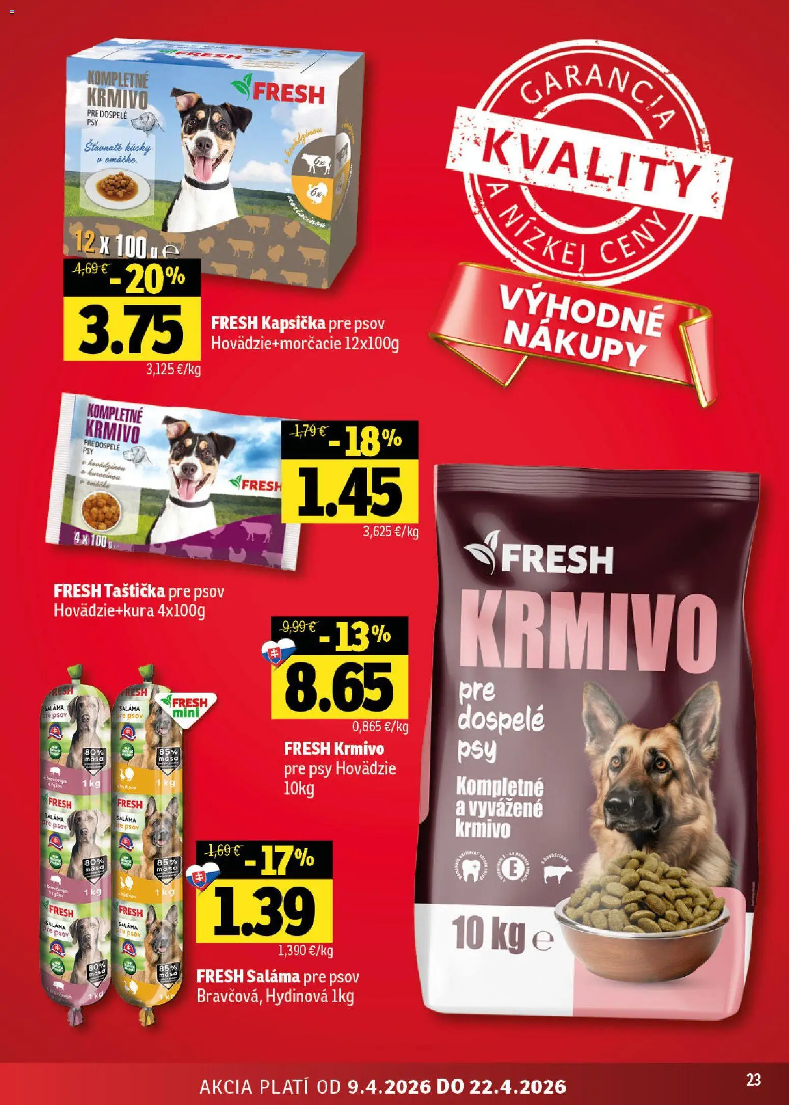 Nové Fresh akcie – leták je platný od 09.04.2026 | Strana: 23 | Produkty: Saláma