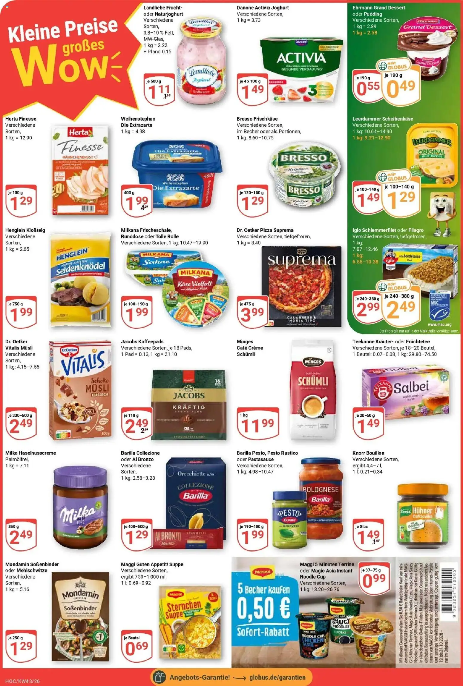Globus Prospekt Hockenheim (ab 19.10.2026) » Angebote online | Seite: 4 | Produkte: Barilla, Ehrmann grand dessert, Milka, Pizza