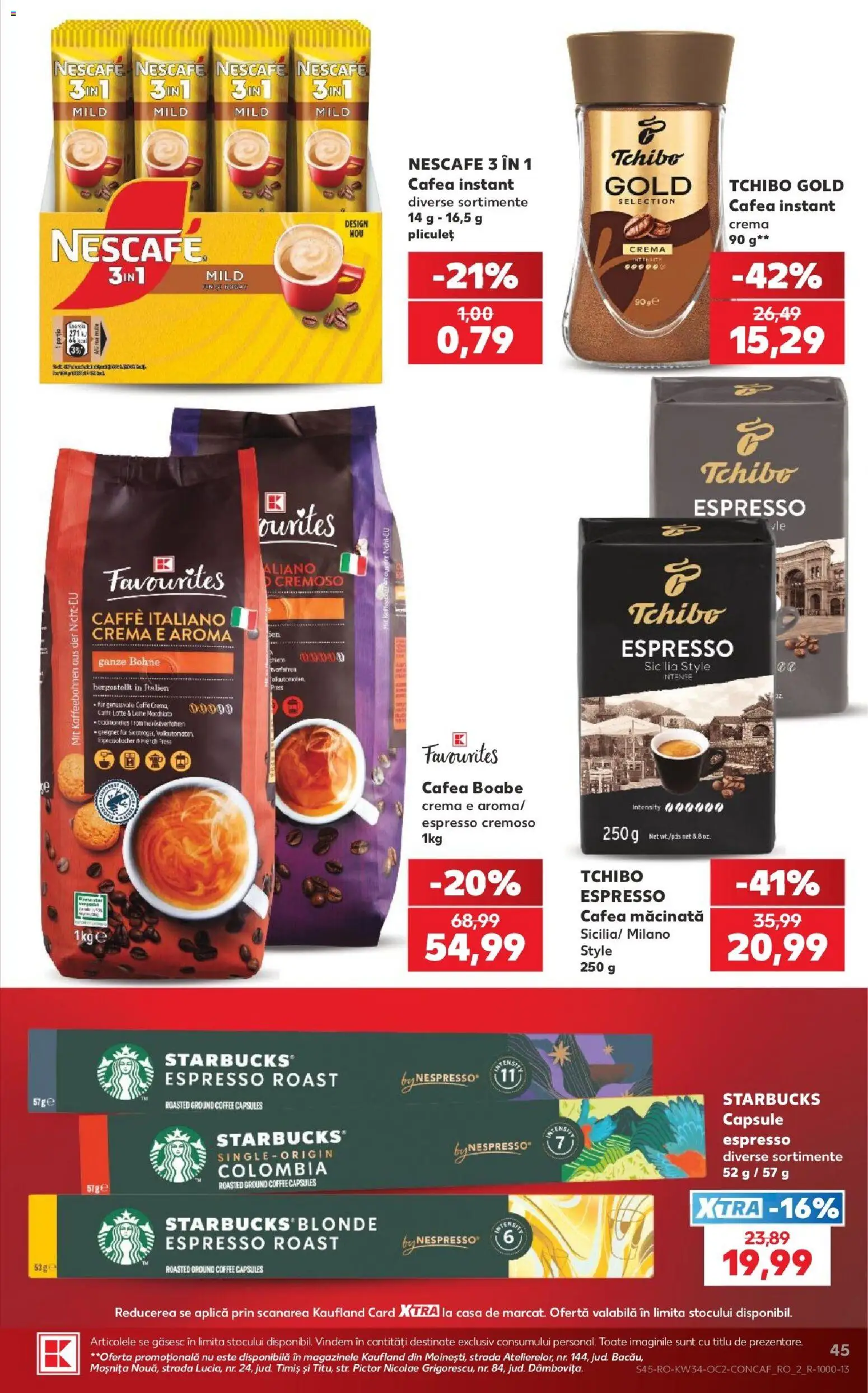 Noul catalog Kaufland – valabil de la 19.08.2026 | Pagină: 45 | Produse: Style, Aplică, Cafea macinata, Cafea