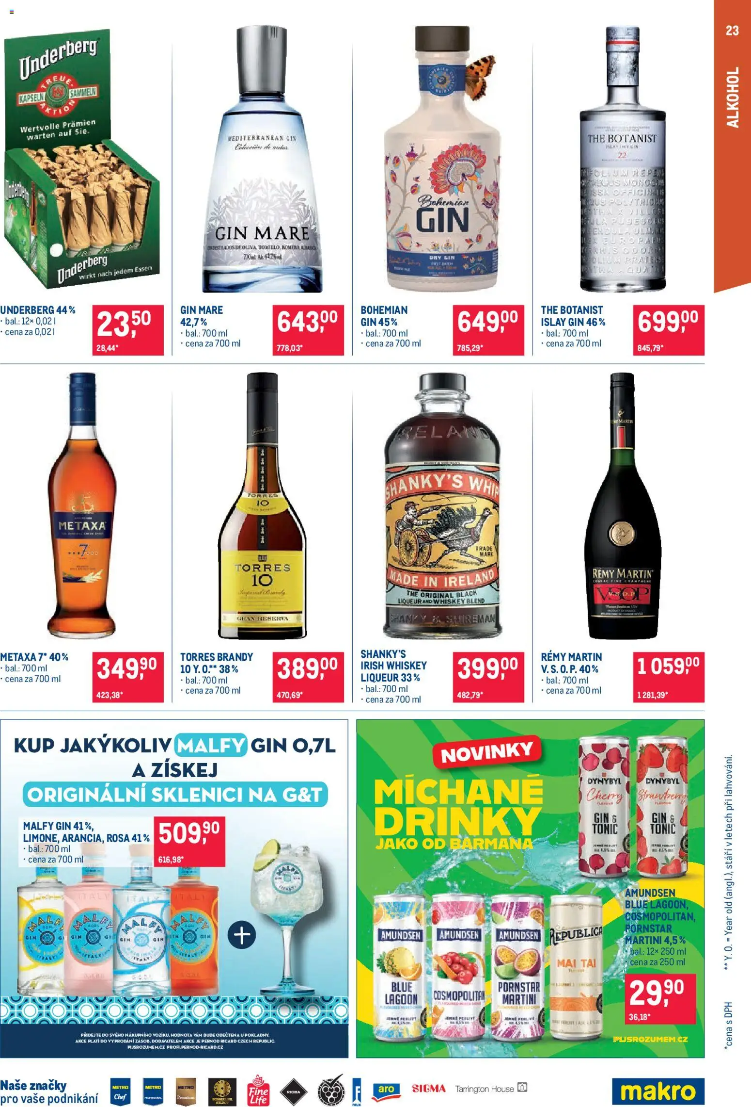 Makro leták - Pro milovníky jídla od 06.05.2026 | Strana: 23 | Produkty: Martini, Gin, Gin Mare, Brandy