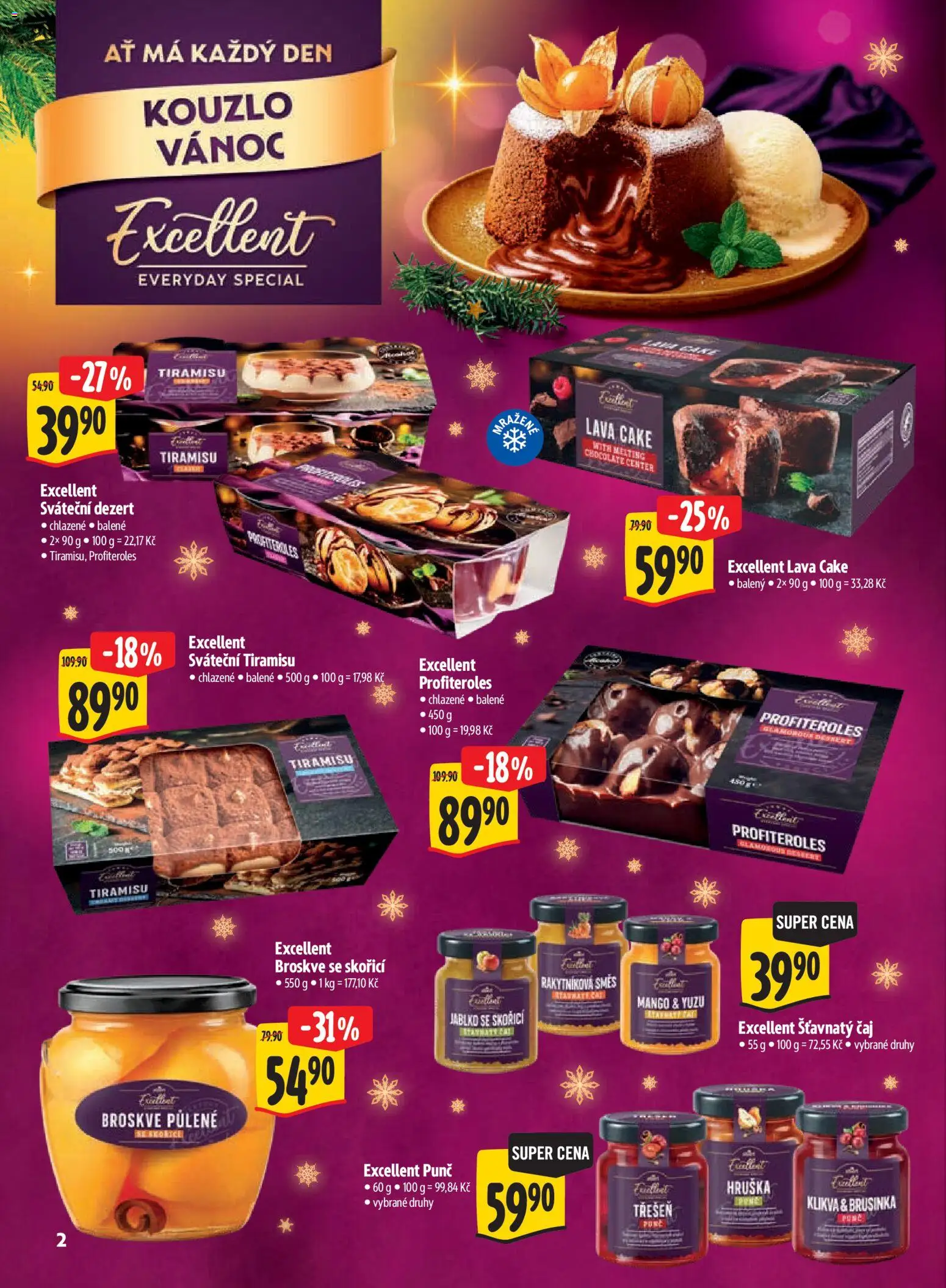 Albert leták - Hypermarket Kouzlo Vánoc od 29.10.2026 | Strana: 2 | Produkty: Profiteroles, Mango, Čaj, Dezert