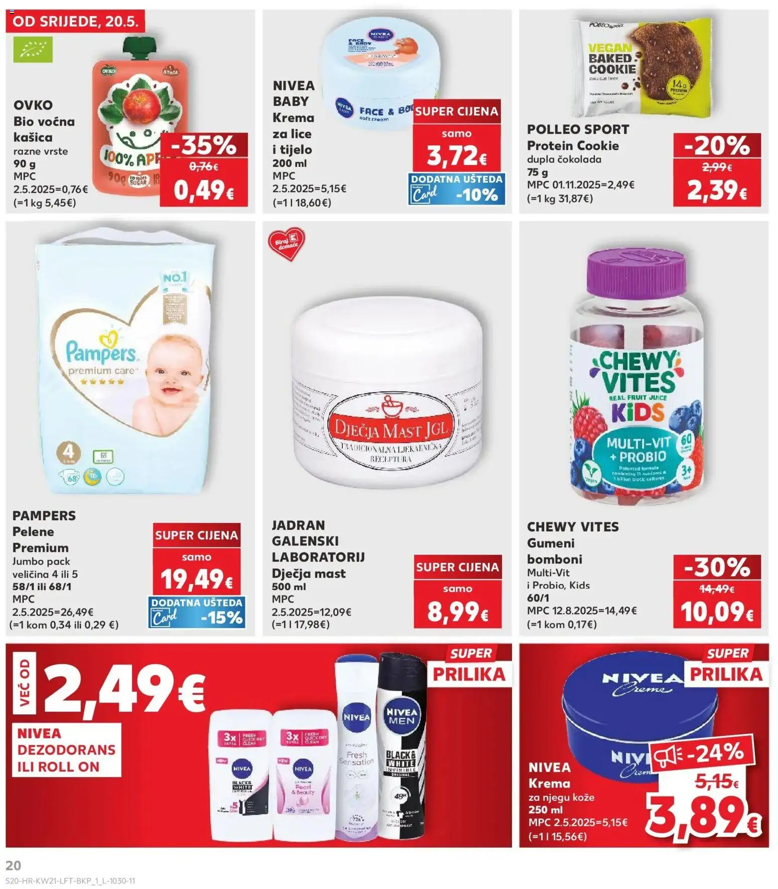 Kaufland katalog | vrijedi od 20.05.2026 | Stranica: 20 | Proizvodi: Mast, Dezodorans, Nivea, Pampers