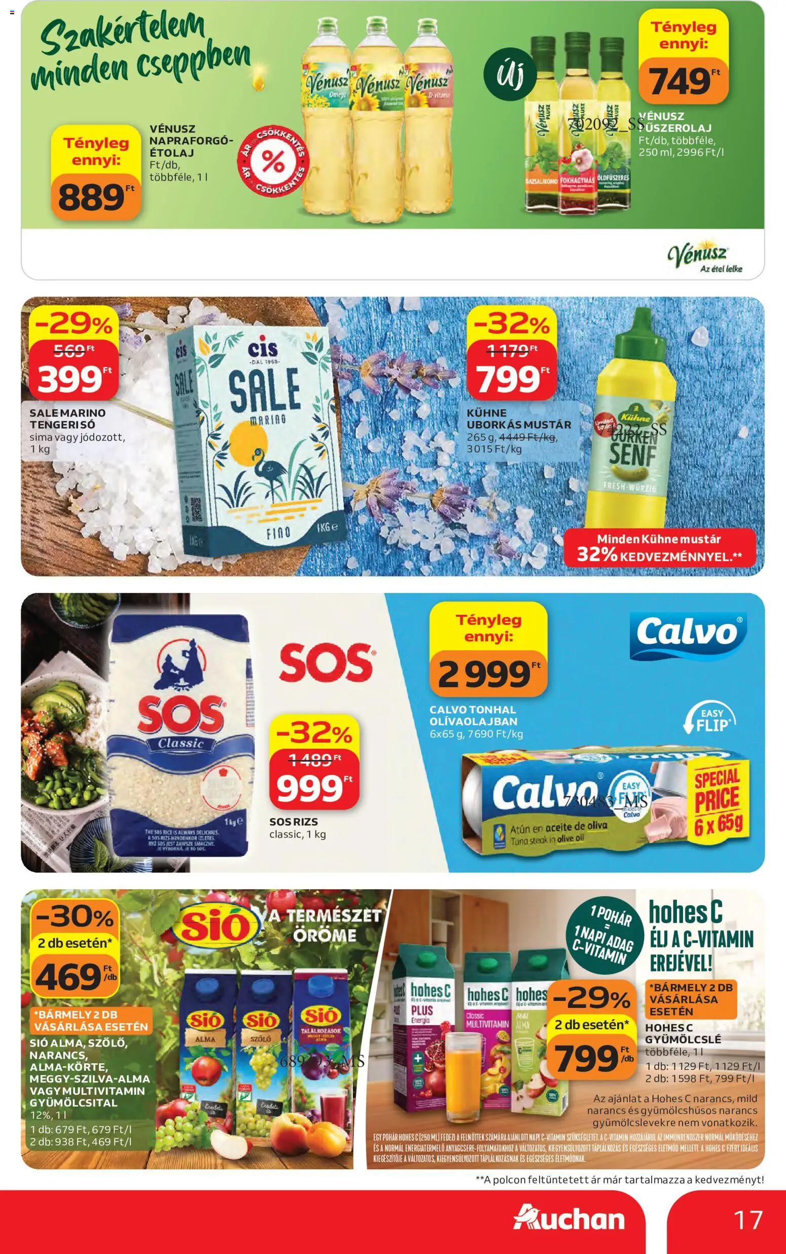 Auchan akciós ujság - amely érvényes a következő dátumtól: 2026.09.10. | Oldal: 17 | Termékek: Gyümölcslé, Gyümölcsital, Always, Pohár