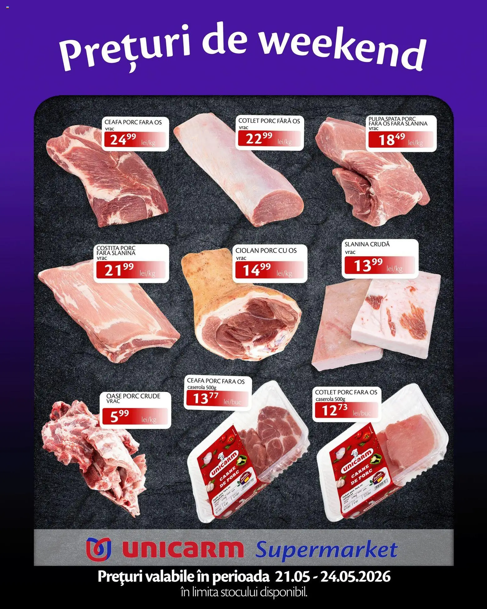 Noul catalog Unicarm – valabil de la 21.05.2026 | Pagină: 1 | Produse: Lait de coco, Cotlet porc
