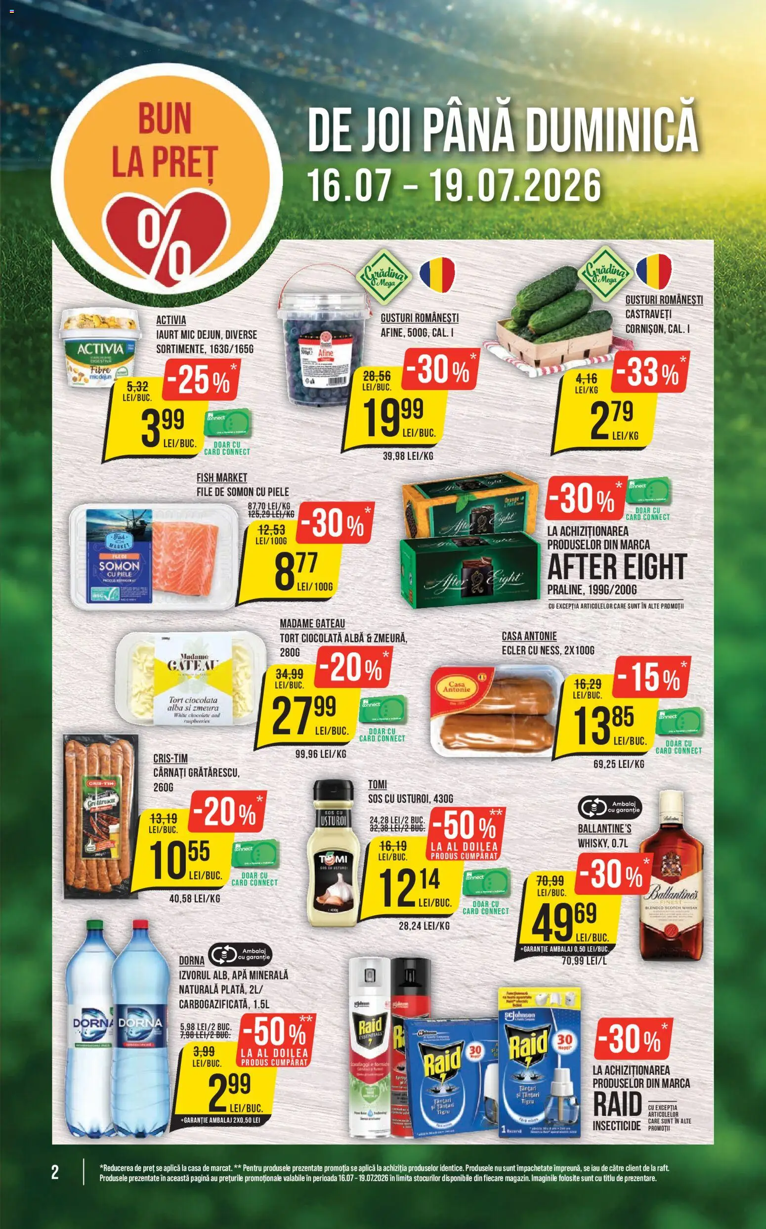 Noul catalog Mega Image – valabil de la 16.07.2026 | Pagină: 2 | Produse: Afine, Ballantine's, Somon, Activia