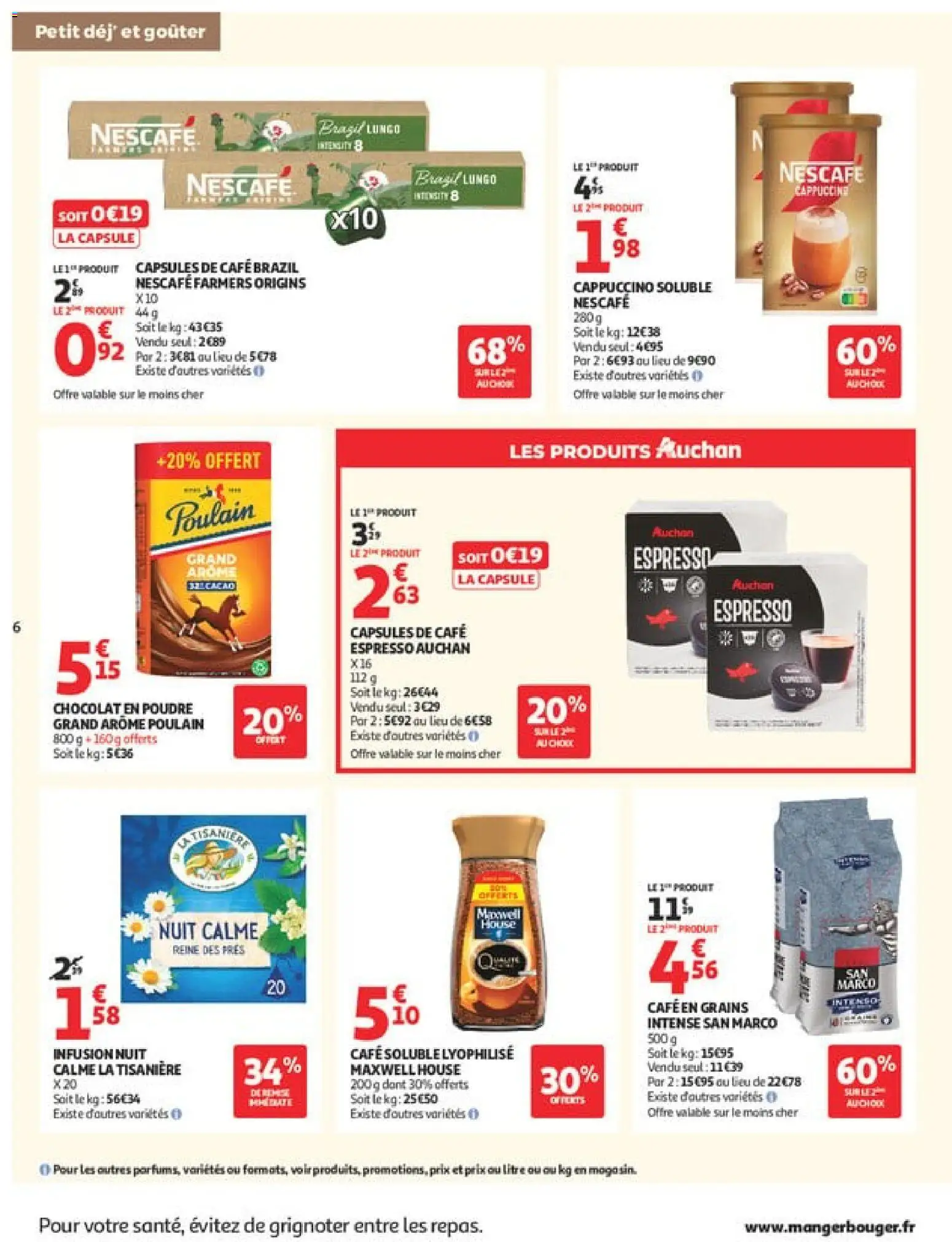 {H1} | Page: 6 | Produits: Infusion, Poudre, Café soluble, Chocolat