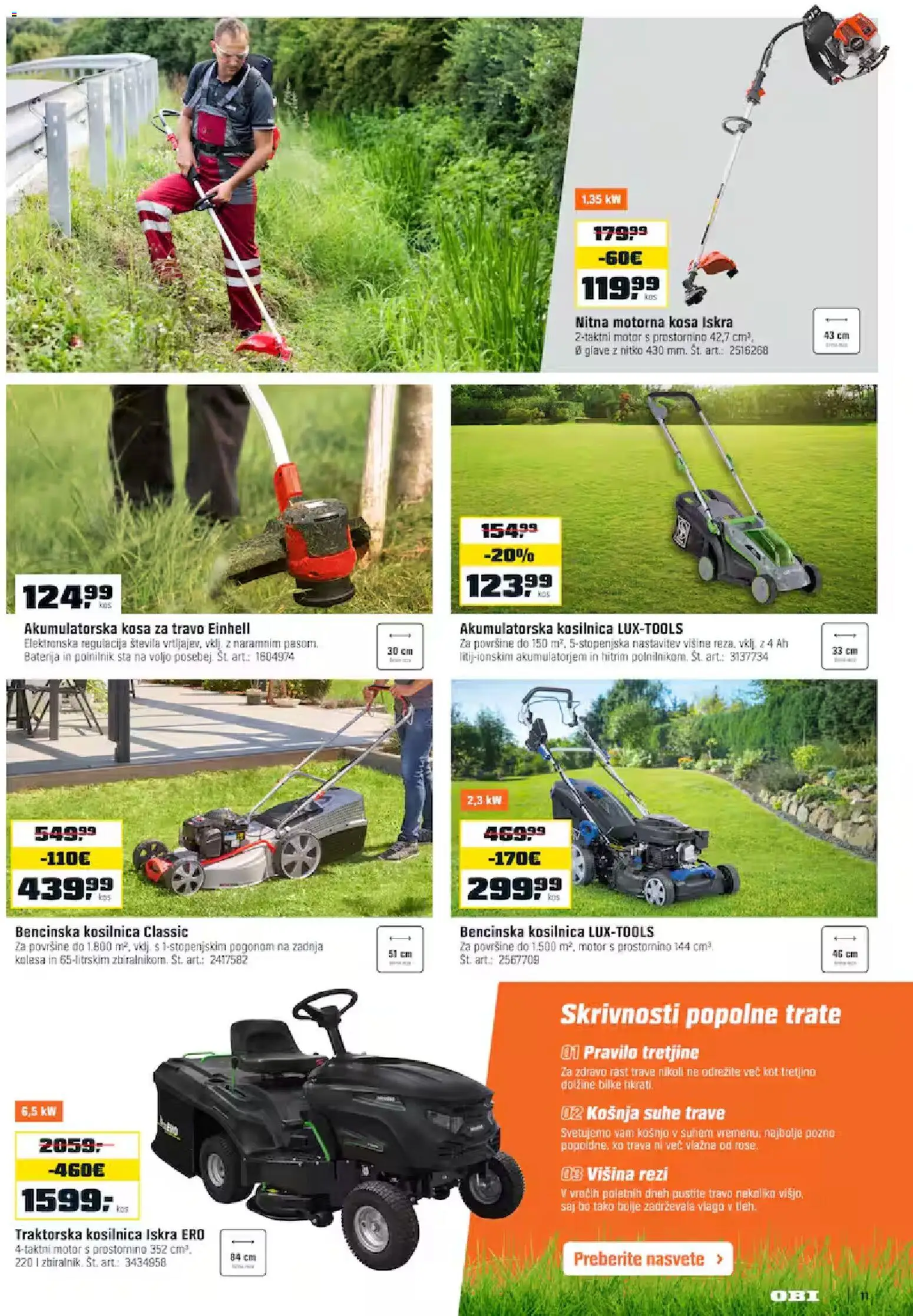 Novi OBI katalog ponudbe – veljaven od 02.07.2026 | Stran: 11 | Izdelki: Baterija, Kosilnica, Polnilnik