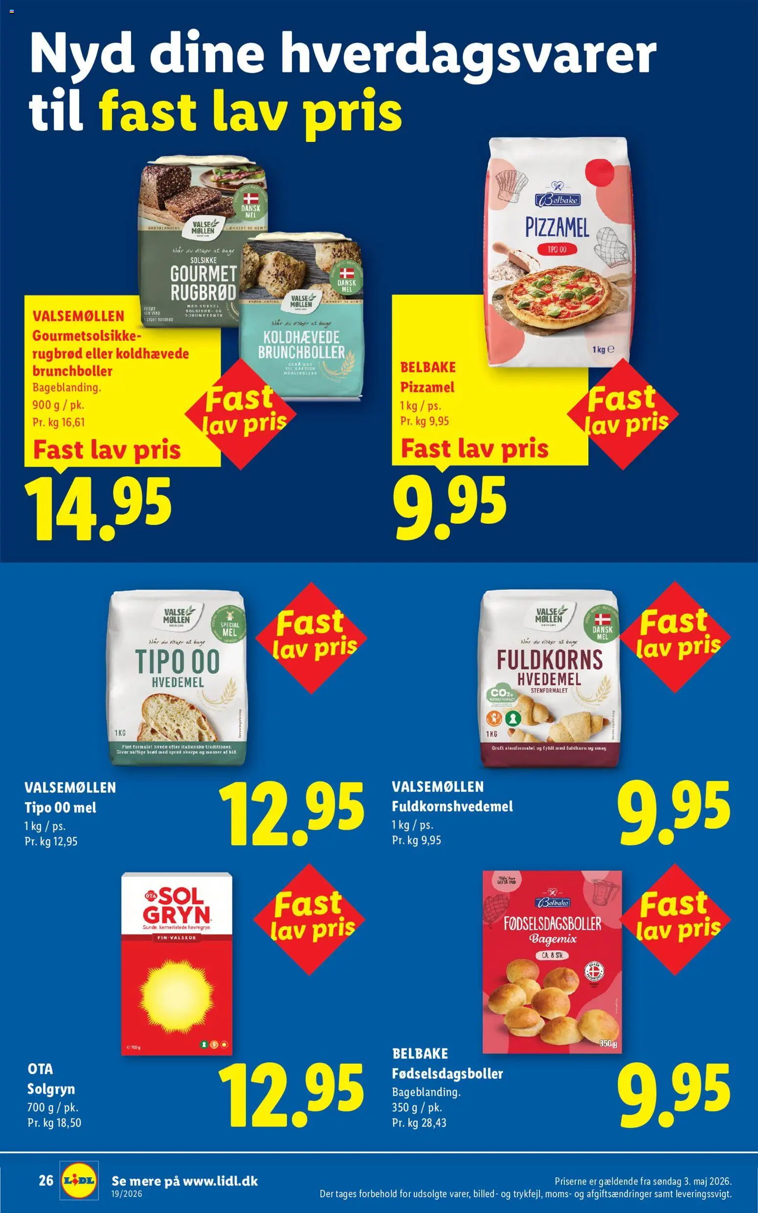 Lidl tilbudsavis – gyldig fra 03.05.2026 | Side: 26 | Produkter: Brød, Pizzamel, Mel, Rugbrød