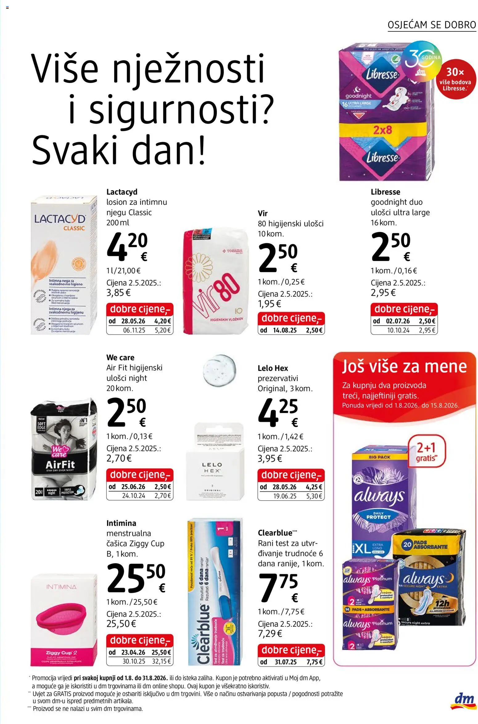 DM katalog | vrijedi od 01.08.2026 | Stranica: 25 | Proizvodi: Higijenski ulošci, Libresse