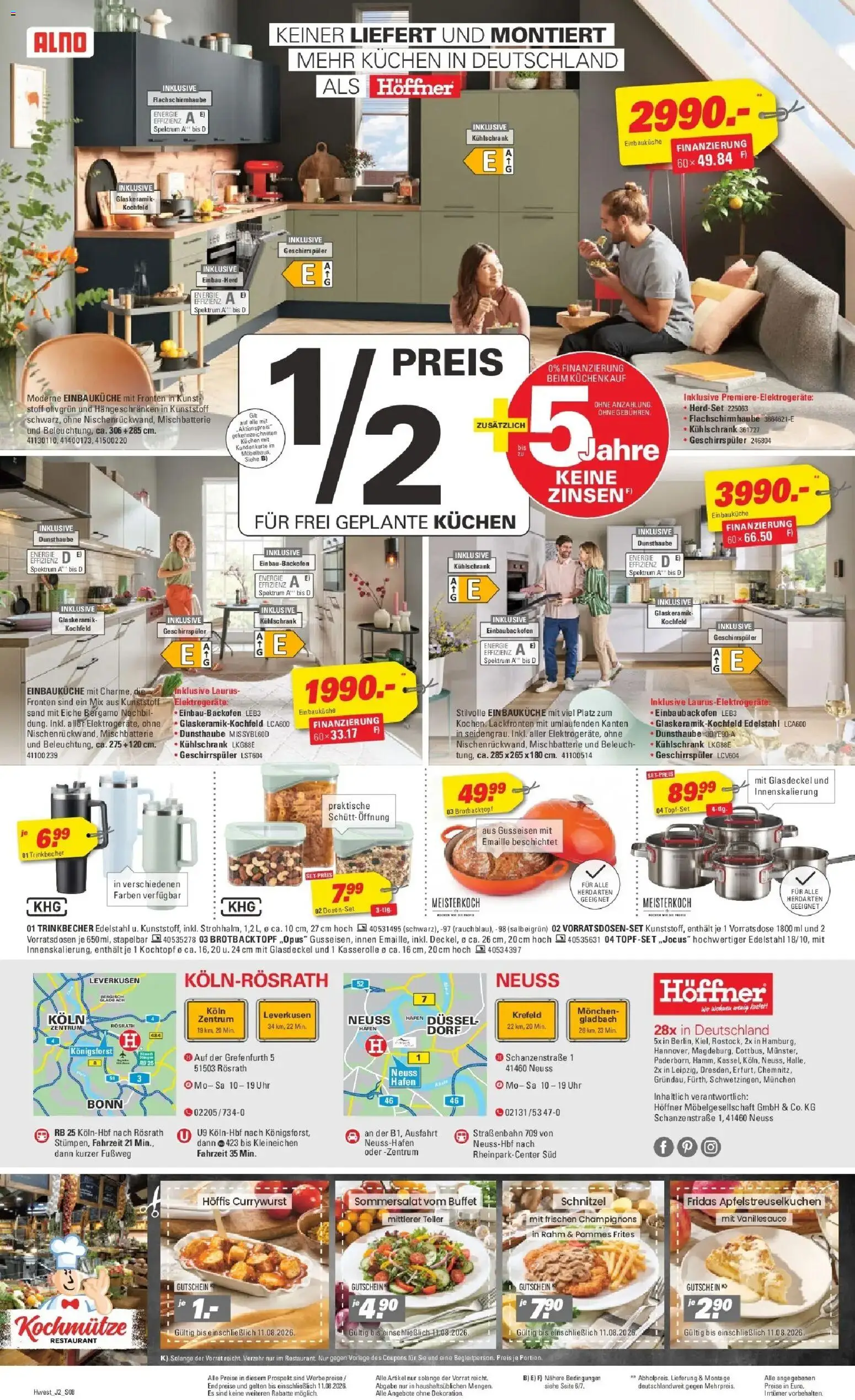 Höffner Prospekt Schwetzingen – gültig ab 29.07.2026 | Seite: 8 | Produkte: Geschirrspüler, Kühlschrank, Pommes frites, Kuchen