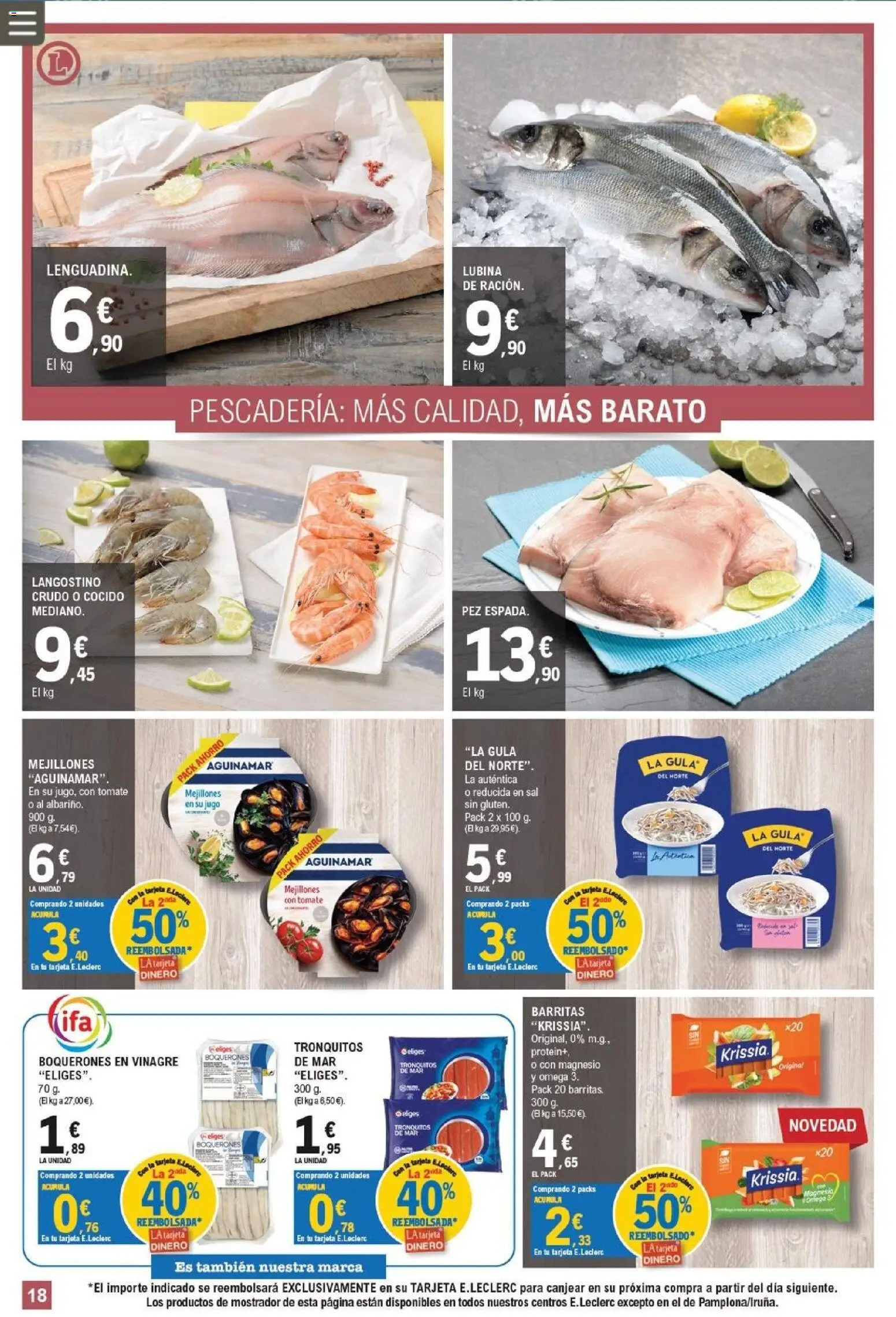 E.Leclerc Miranda de Ebro │ válido desde el 09/09/2026 | Página: 18 | Productos: Tomate, Jugo, Vinagre, Langostino