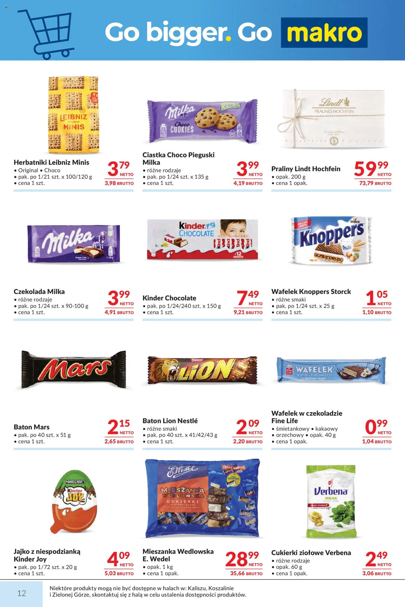 Makro gazetka od 14.04.2026 | Strona: 12 | Produkty: Praliny, Kinder Joy, Milka, Ciastka