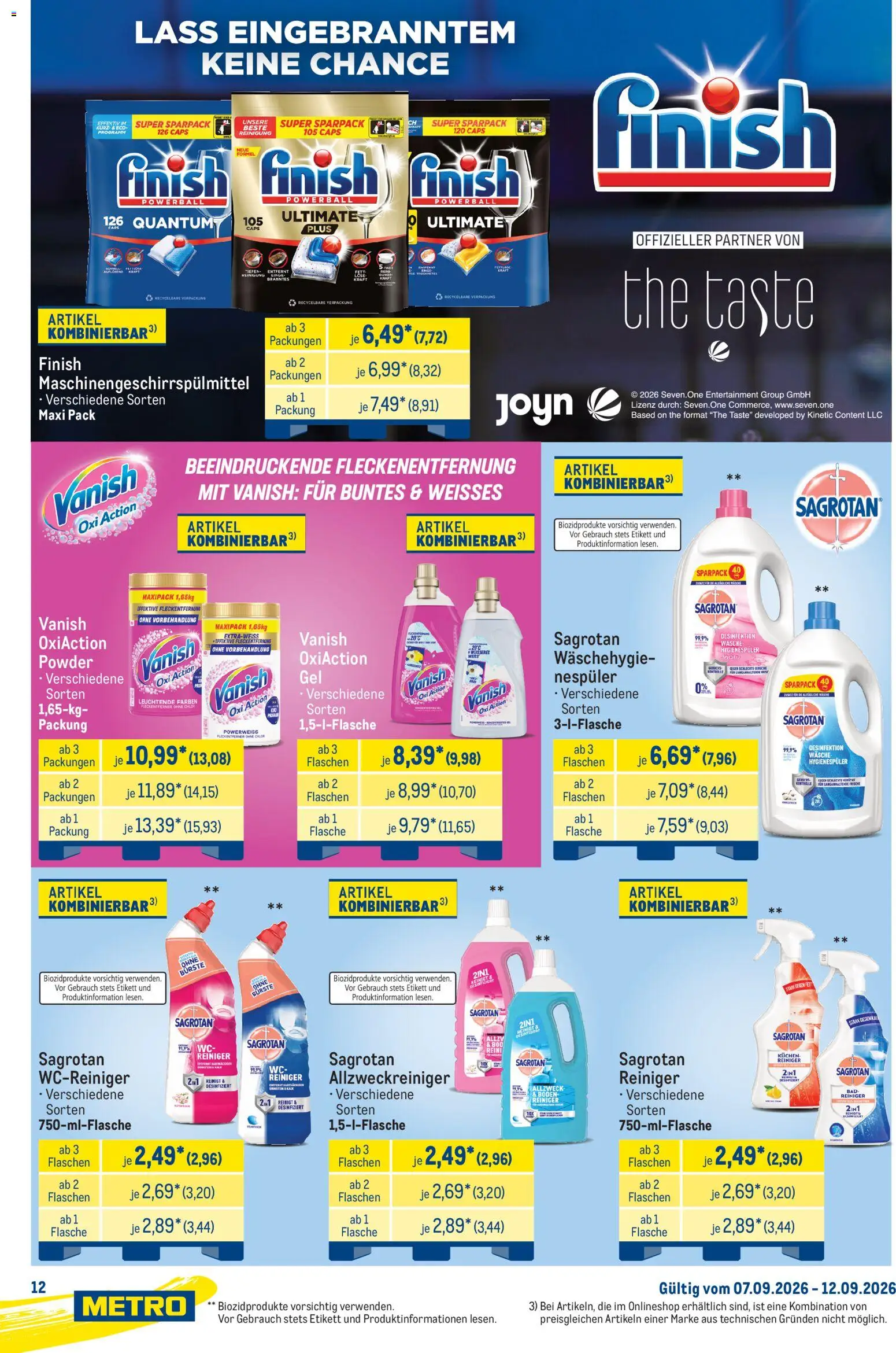 Metro Starke Marken – gültig ab 07.09.2026 | Seite: 12 | Produkte: Bad, Finish, Bürste, Kuchen