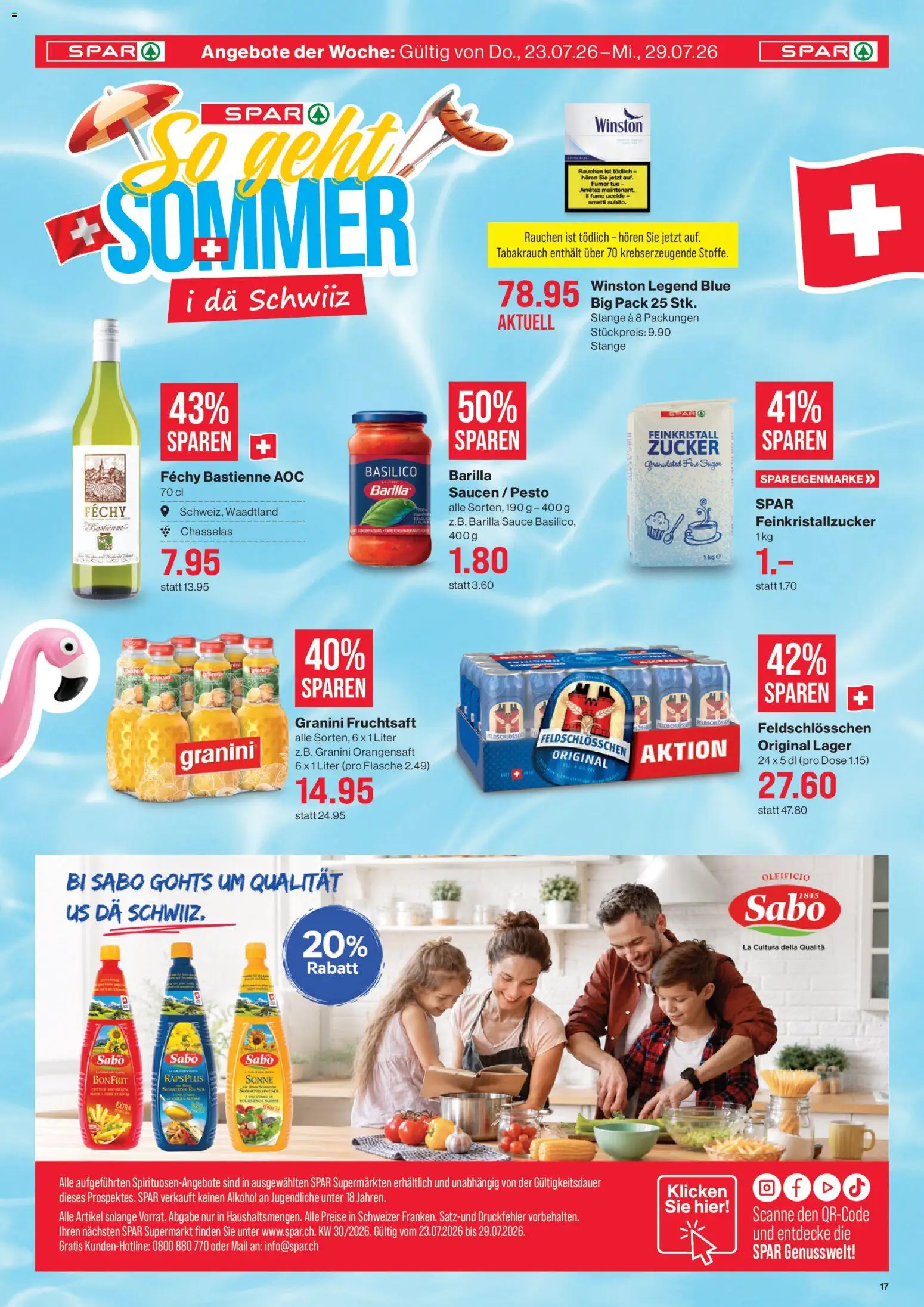 SPAR aktionen – gültig ab 23.07.2026 | Seite: 17 | Produkte: Barilla, Orangensaft, Zucker
