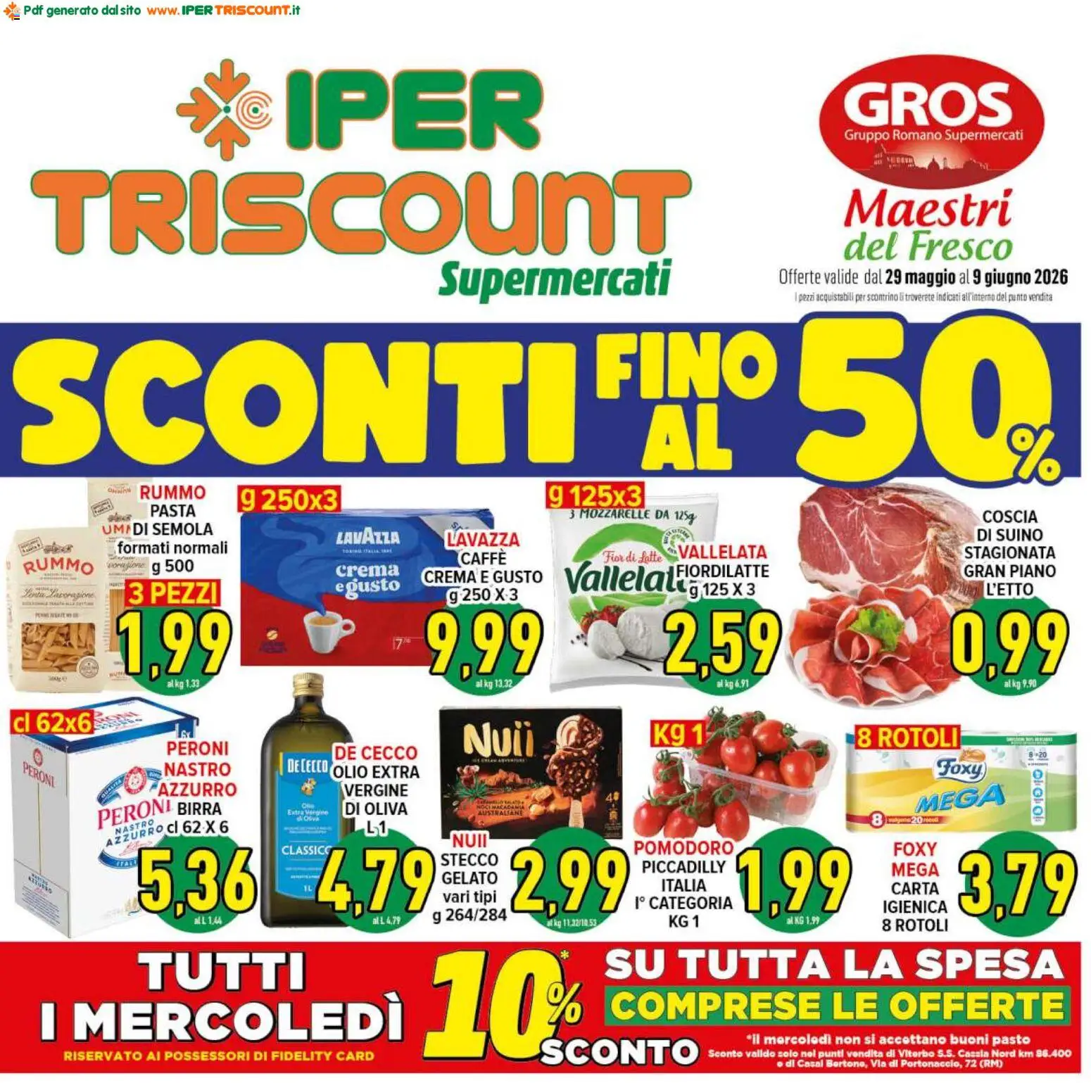 Volantino Ipertriscount del 29.05.2026 | Pagina: 1 | Prodotti: Caffè, Latte, Pasta, Lavazza