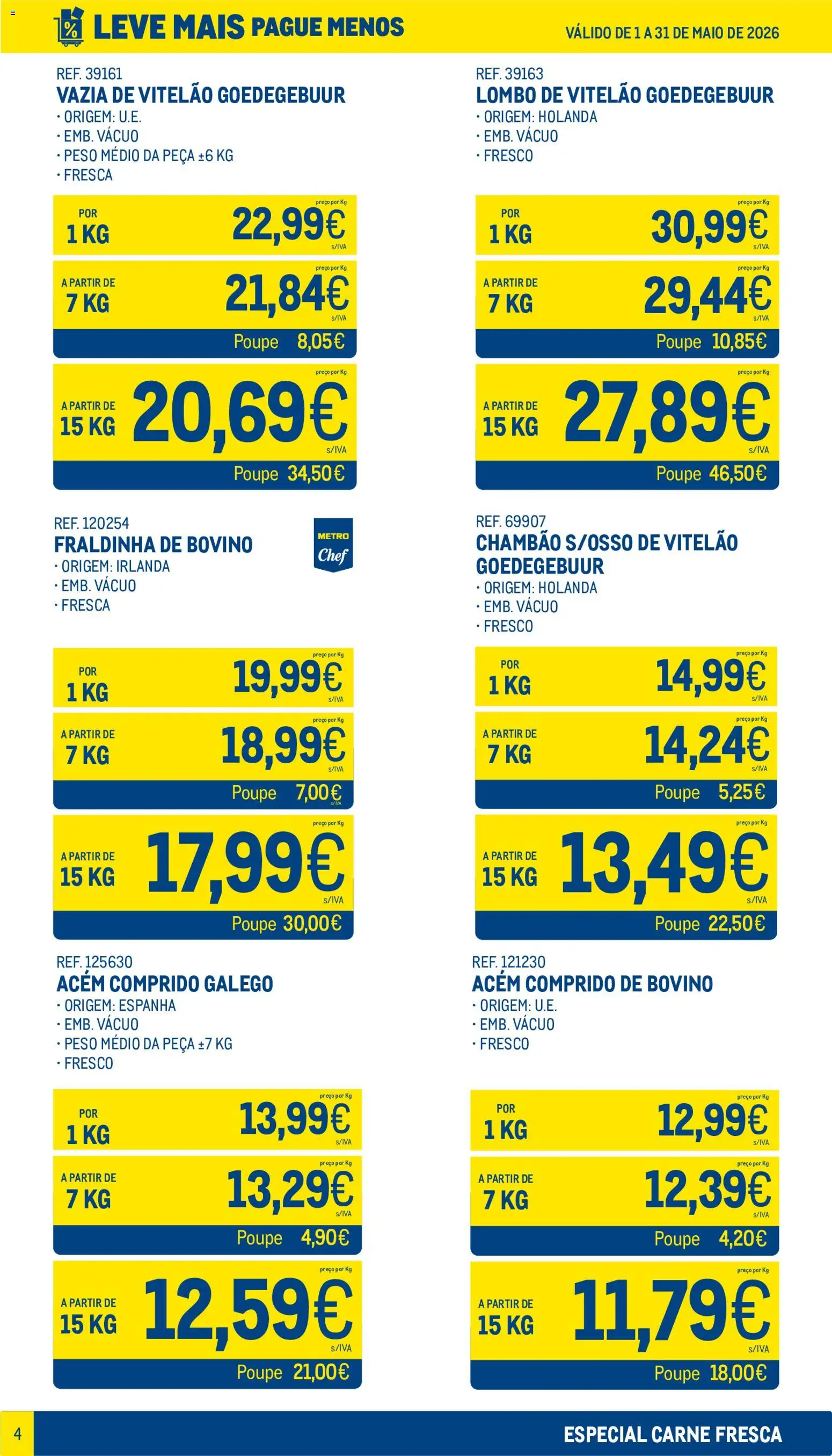 Makro Leve Mais Pague Menos - Carne Fresca │ válido de 01.05.2026 | Página: 4 | Produtos: Lombo, Carne