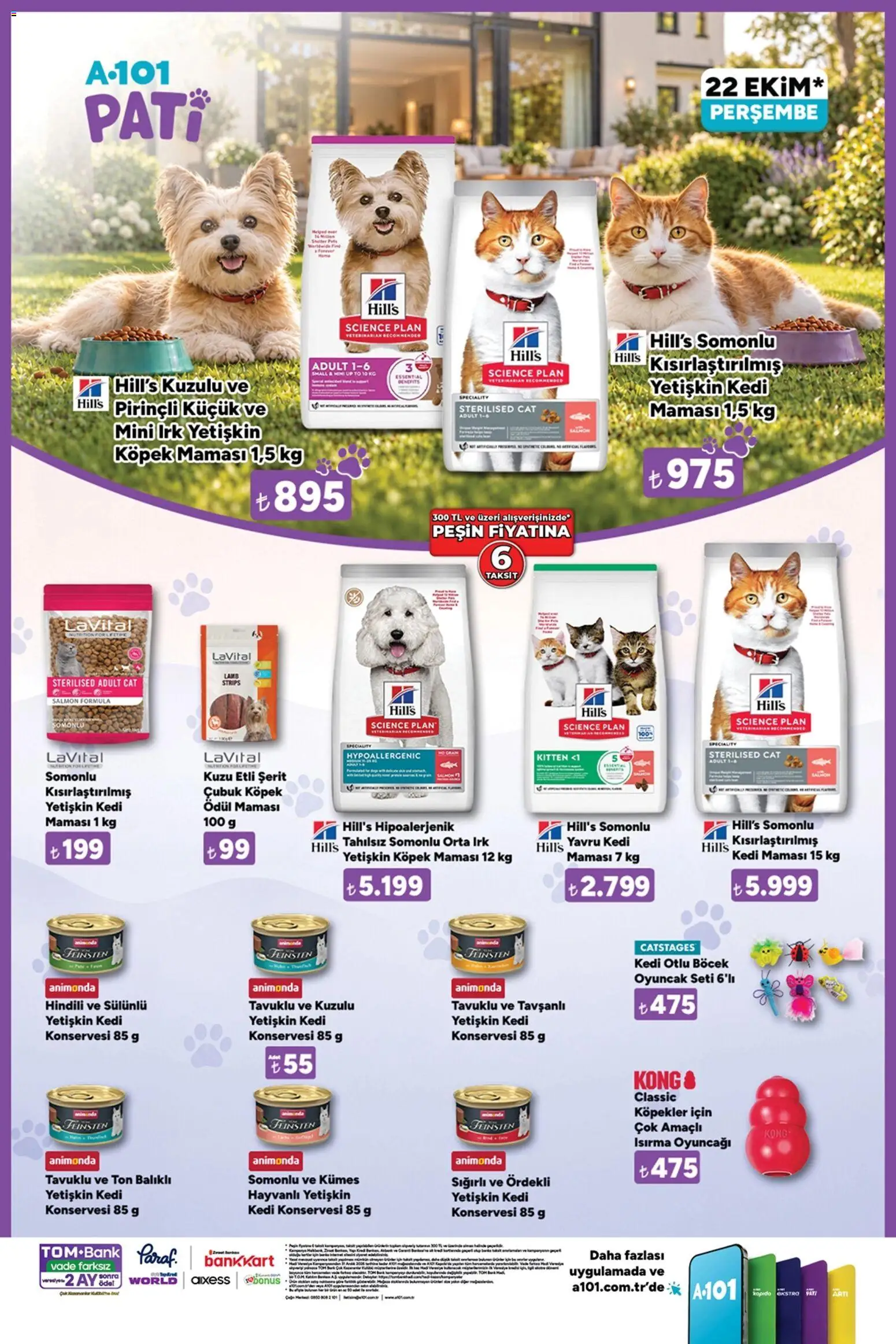 A101 - Pati - 22 Ekim 2026 tarihinden itibaren geçerlidir | Sayfa: 1 | Ürünler: Oyuncak, Yetişkin Kedi Konservesi, Kedi maması, Yetişkin Köpek Maması