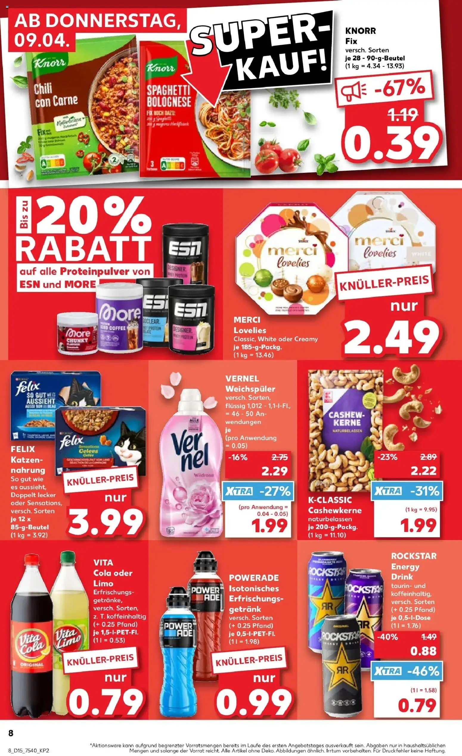 Kaufland Prospekt Oschersleben (Bode)	 – gültig ab 08.04.2026 | Seite: 8 | Produkte: Merci, Energy, Rockstar, Knorr